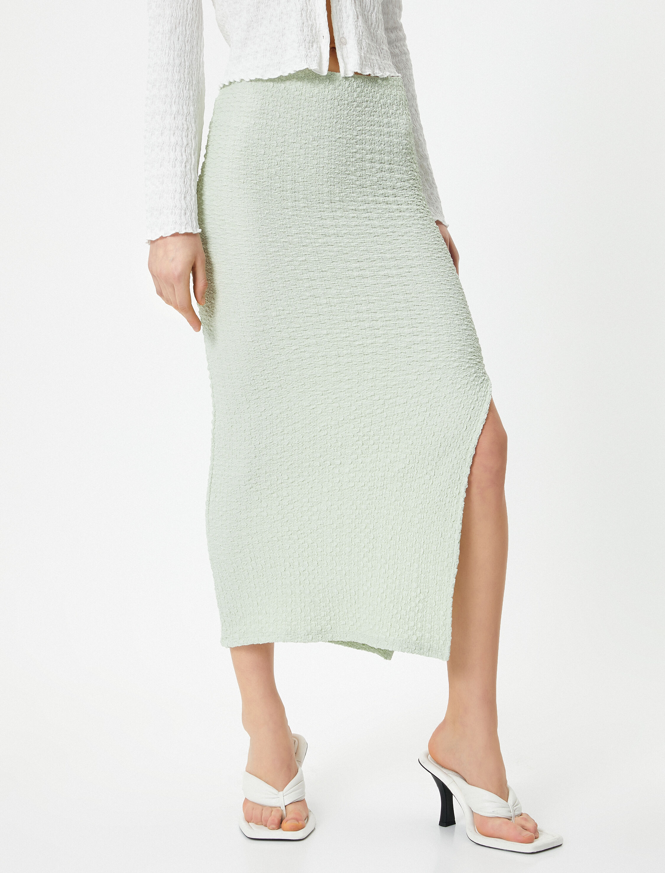   Midi Etek Yırtmaçlı Bürümcük Normal Bel