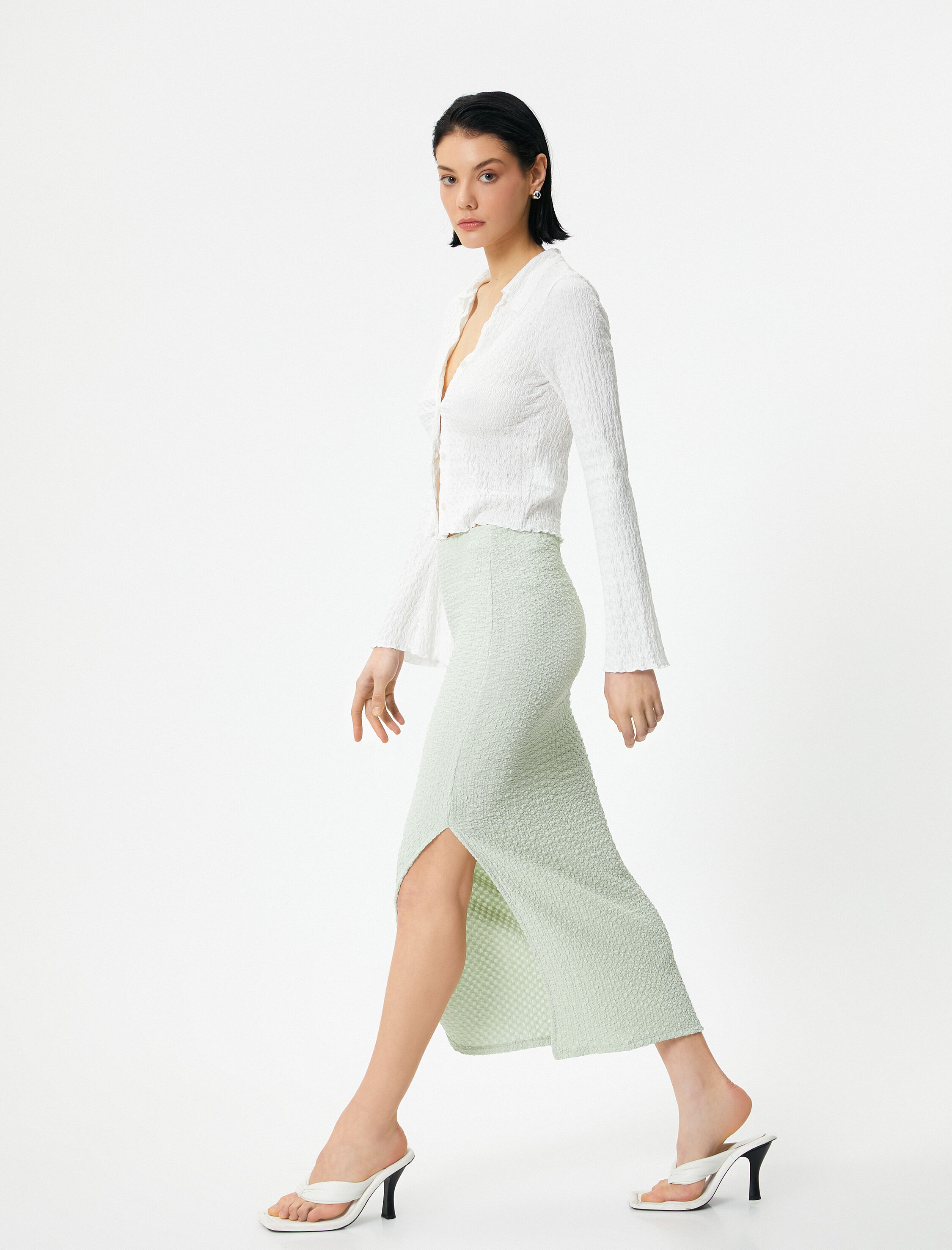   Midi Etek Yırtmaçlı Bürümcük Normal Bel