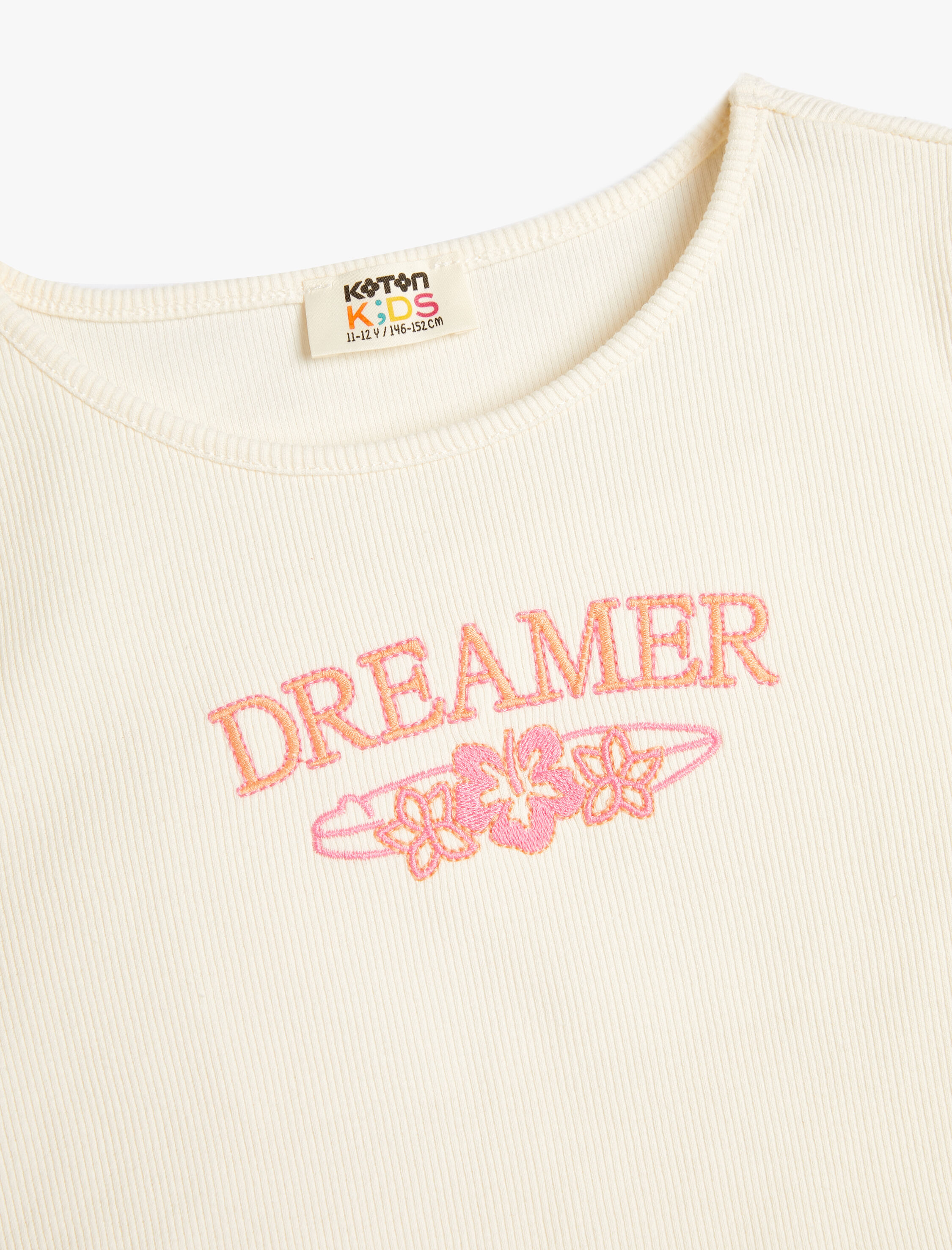  Kız Çocuk Tişört Slogan Baskılı Ribanalı Kısa Kollu Pamuklu