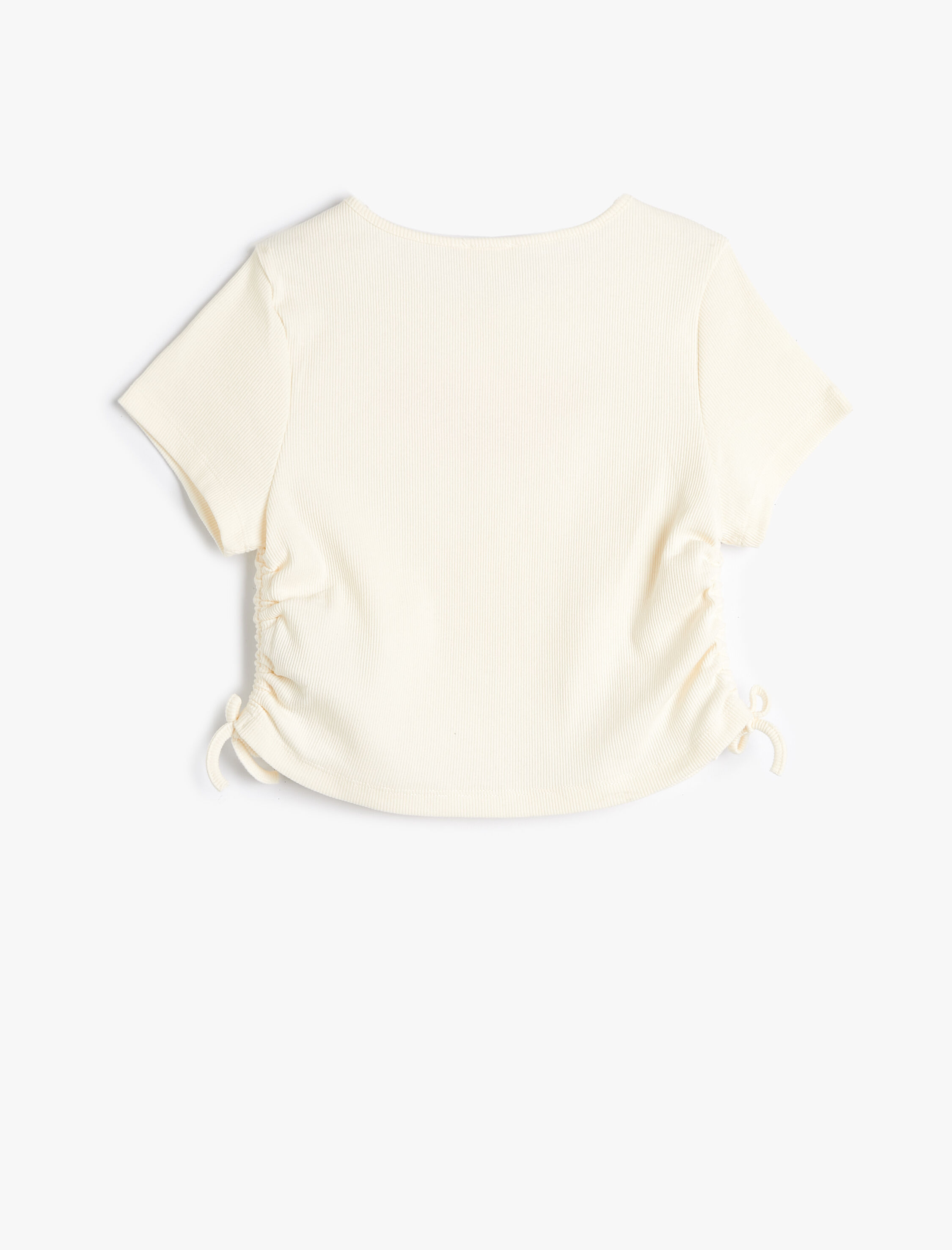  Kız Çocuk Tişört Slogan Baskılı Ribanalı Kısa Kollu Pamuklu