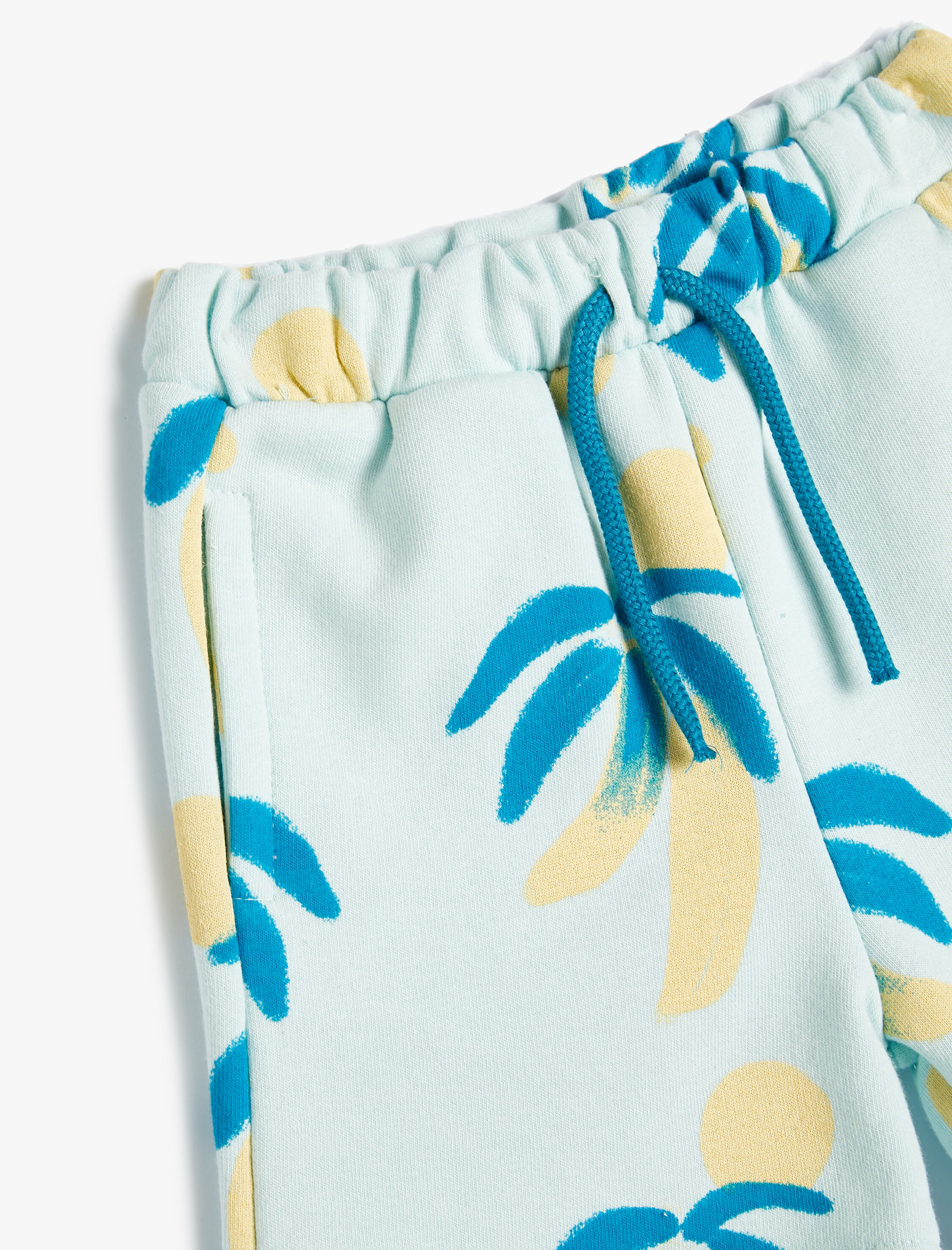  Erkek Bebek Şort Beli Bağlamalı Cepli Palmiye Baskılı