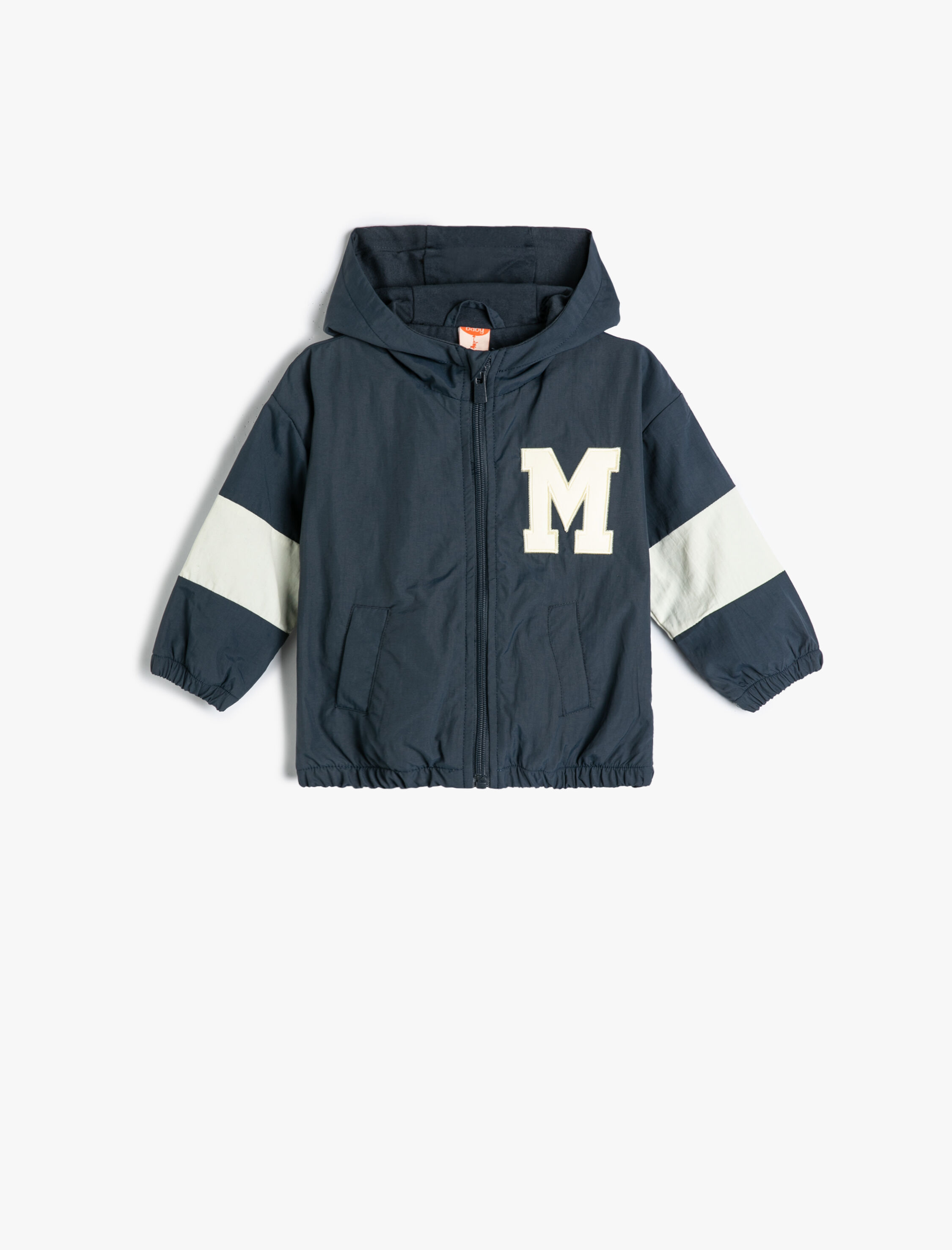  Erkek Bebek Kapşonlu Ceket Fermuarlı Renk Bloklu