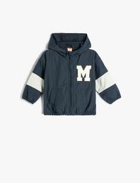 Kapşonlu Ceket Fermuarlı Renk Bloklu