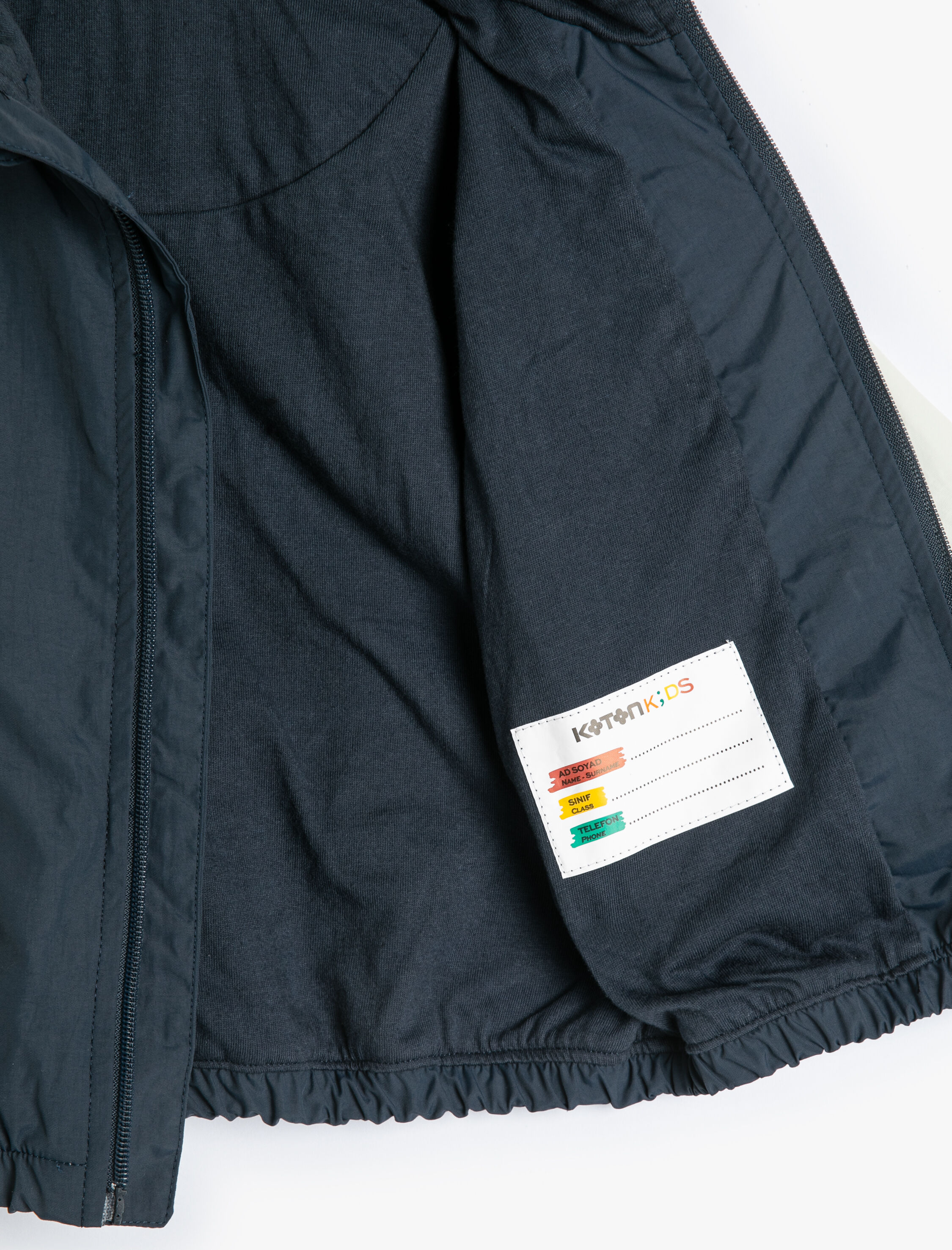  Erkek Bebek Kapşonlu Ceket Fermuarlı Renk Bloklu