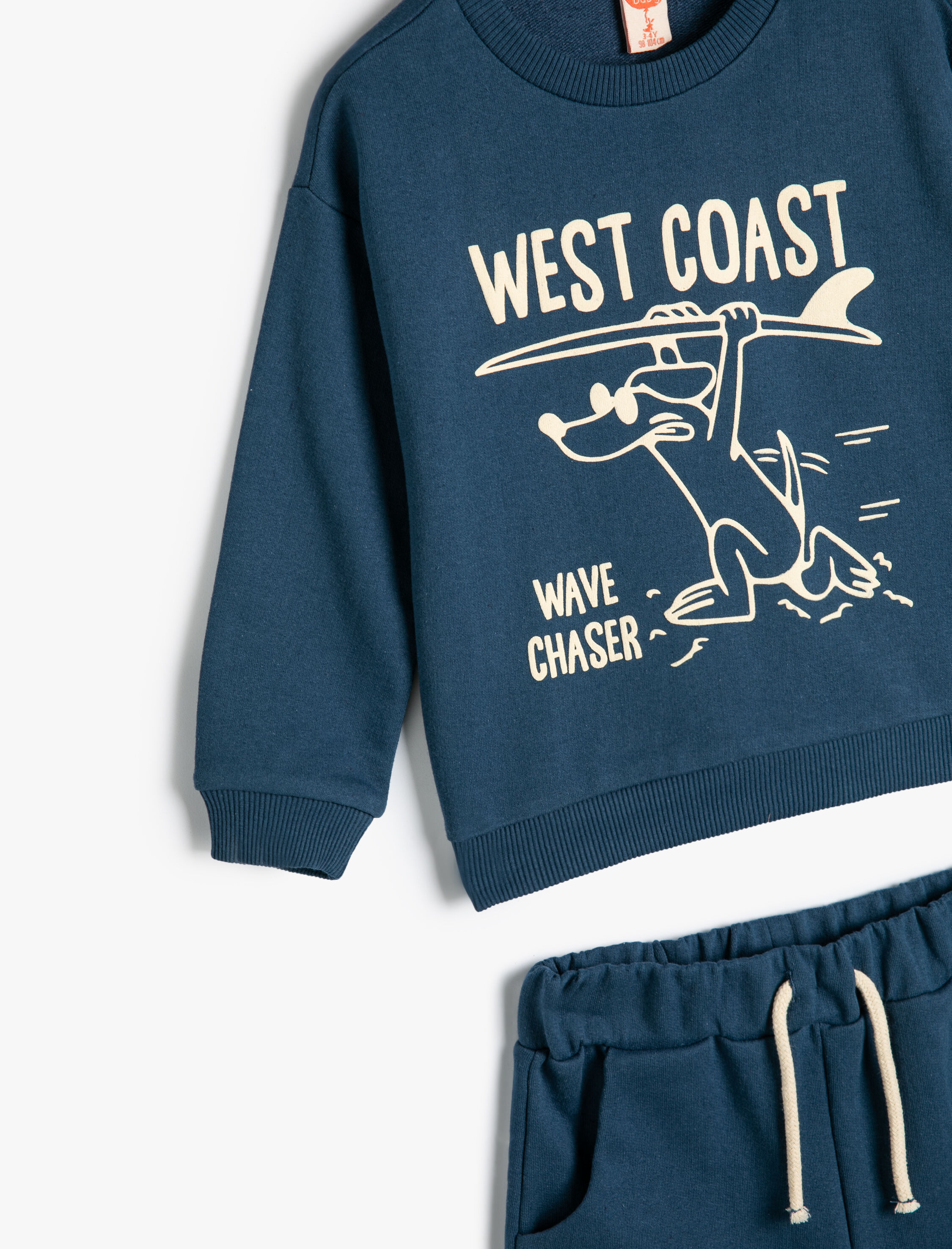  Erkek Bebek Takım 2'li Şort Sweatshirt Köpek Baskılı Pamuklu