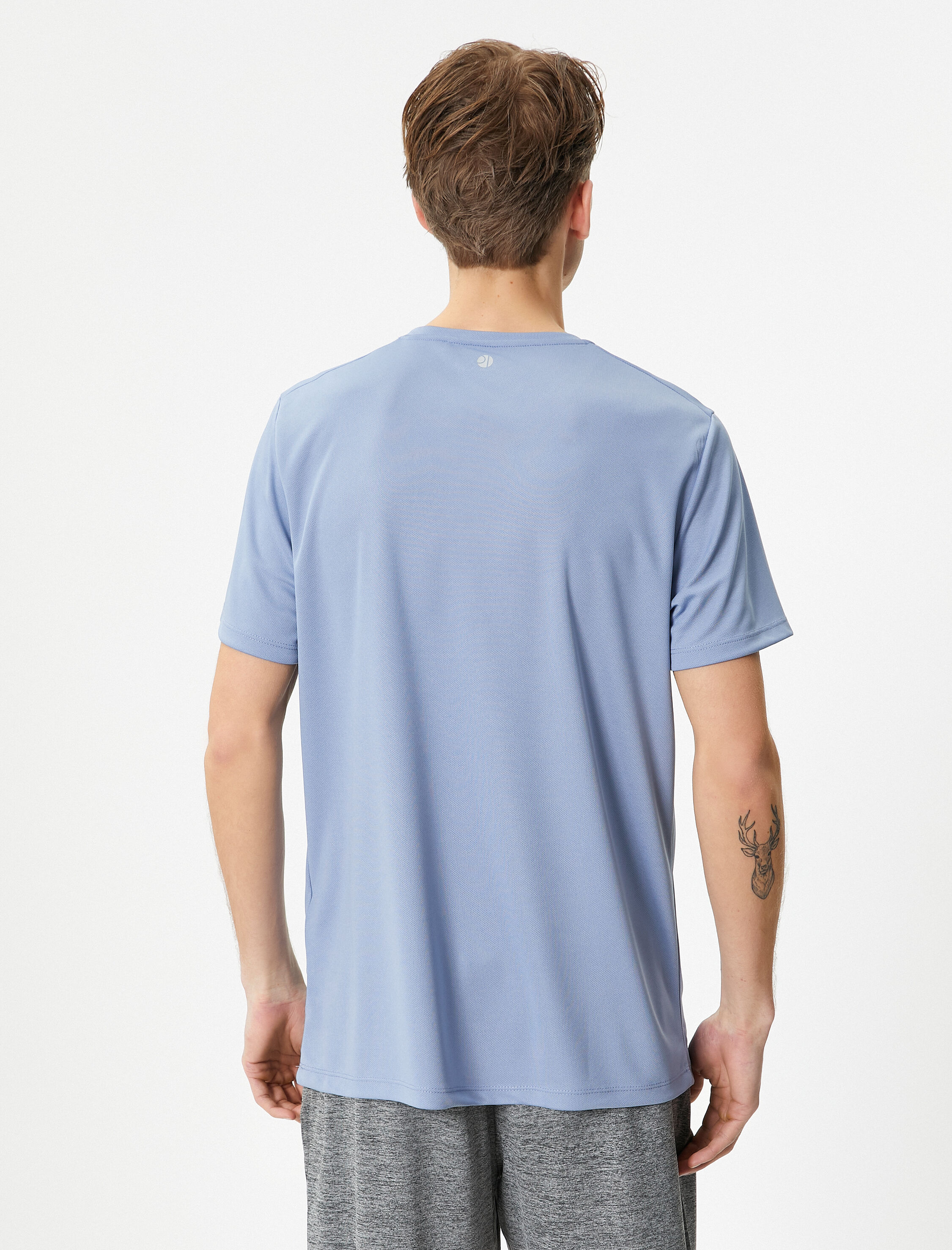   Spor Tişört Şerit Baskılı Bisiklet Yaka Kısa Kollu