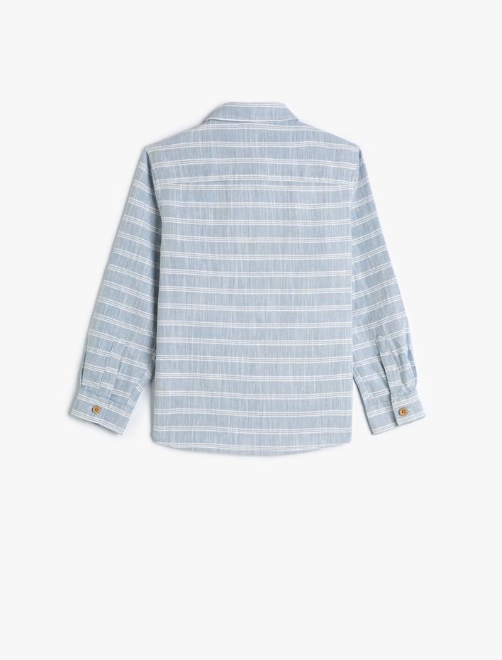 Erkek Çocuk Gömlek Uzun Kollu Cepli Pamuklu