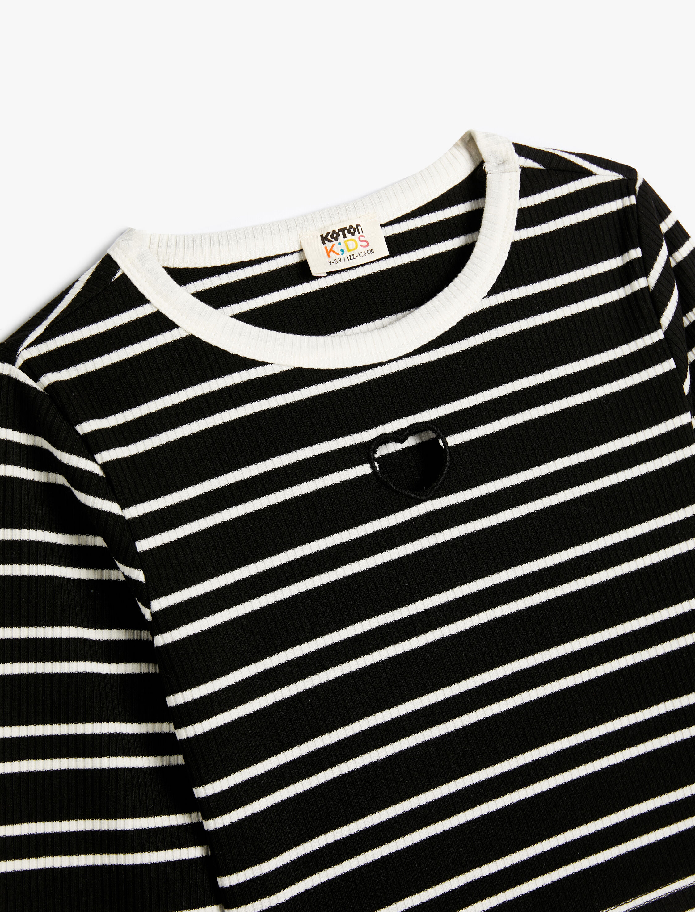  Kız Çocuk Bluz Uzun Kollu Bisiklet Yaka Kalp Pencere Detaylı Kaşkorse