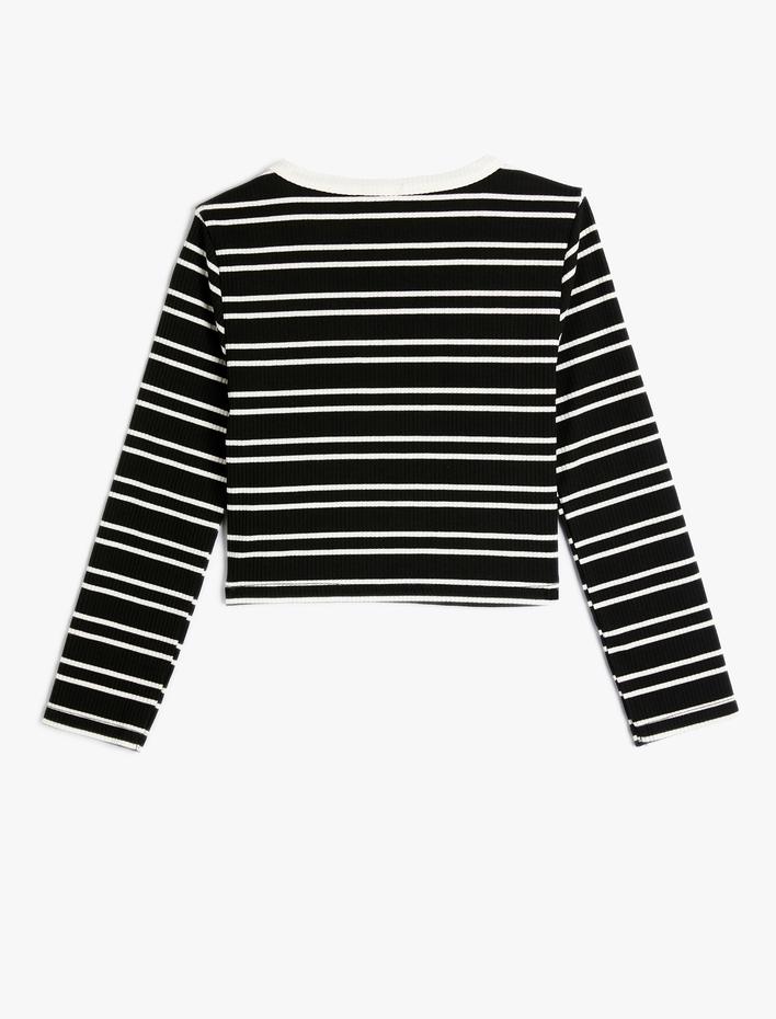 Kız Çocuk Bluz Uzun Kollu Bisiklet Yaka Kalp Pencere Detaylı Kaşkorse