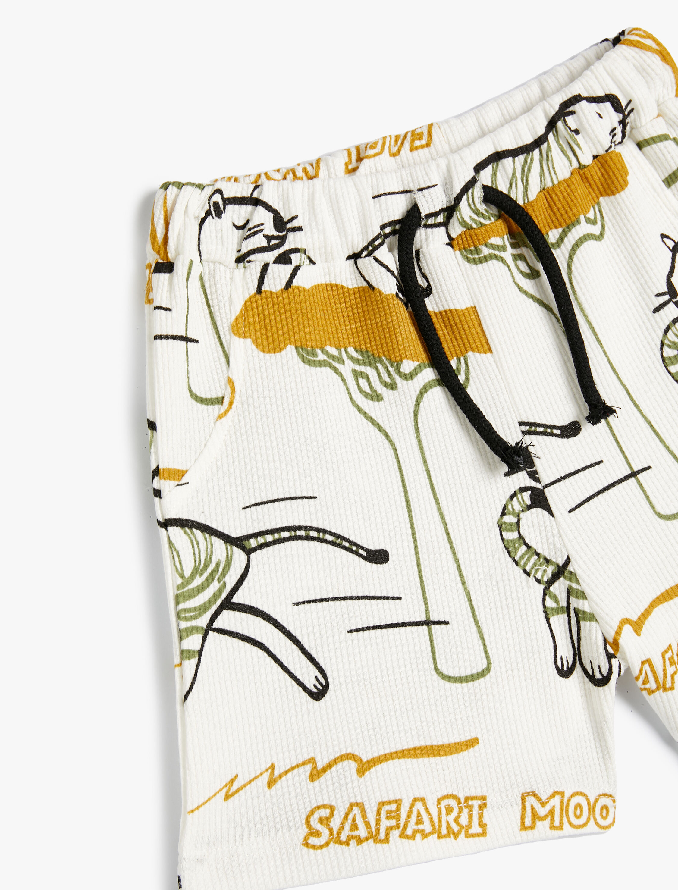  Erkek Bebek Şort Safari Baskılı Cepli Beli Bağlamalı Pamuklu