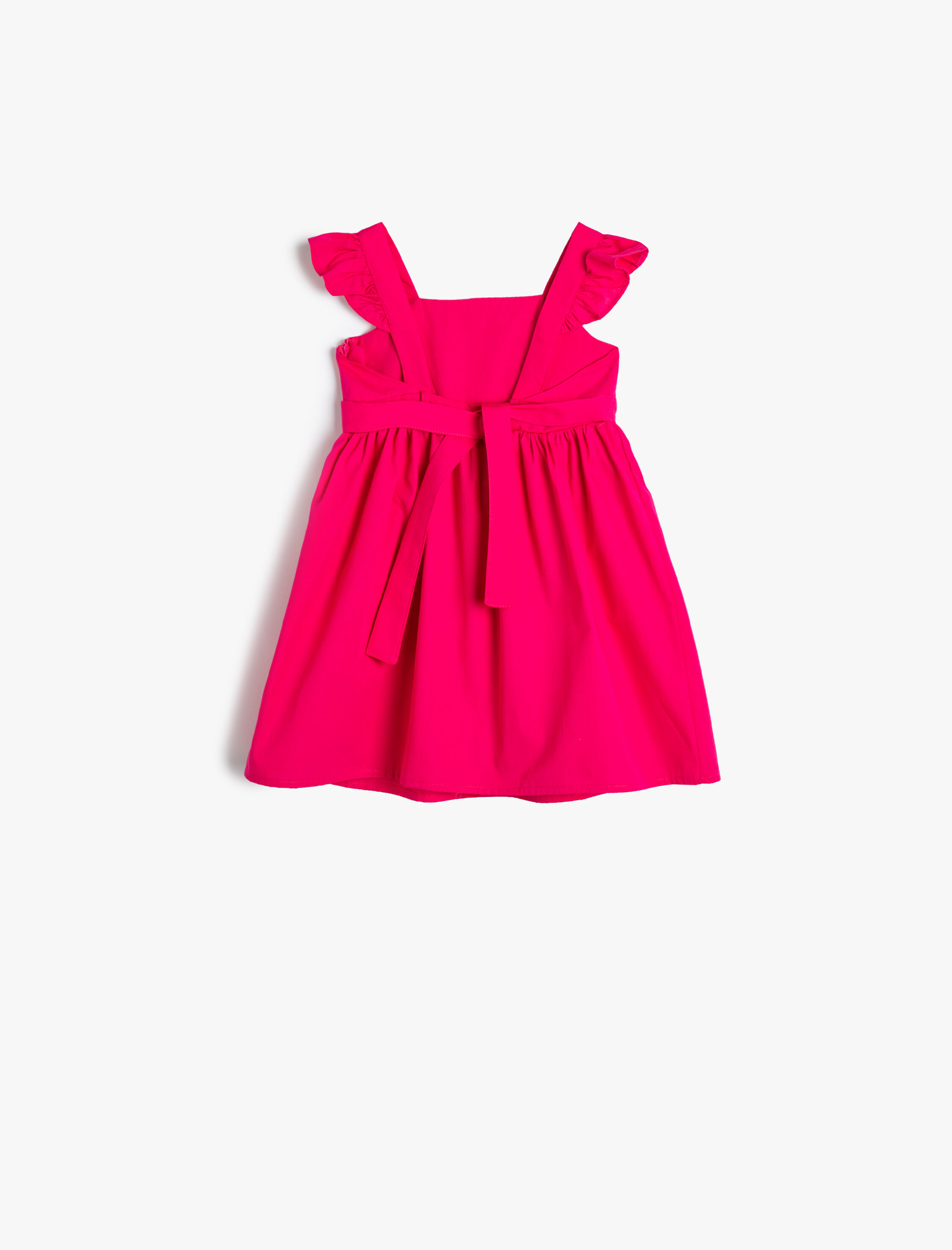  Kız Bebek Elbise Midi Kolsuz Askılı Fırfırlı Pamuklu