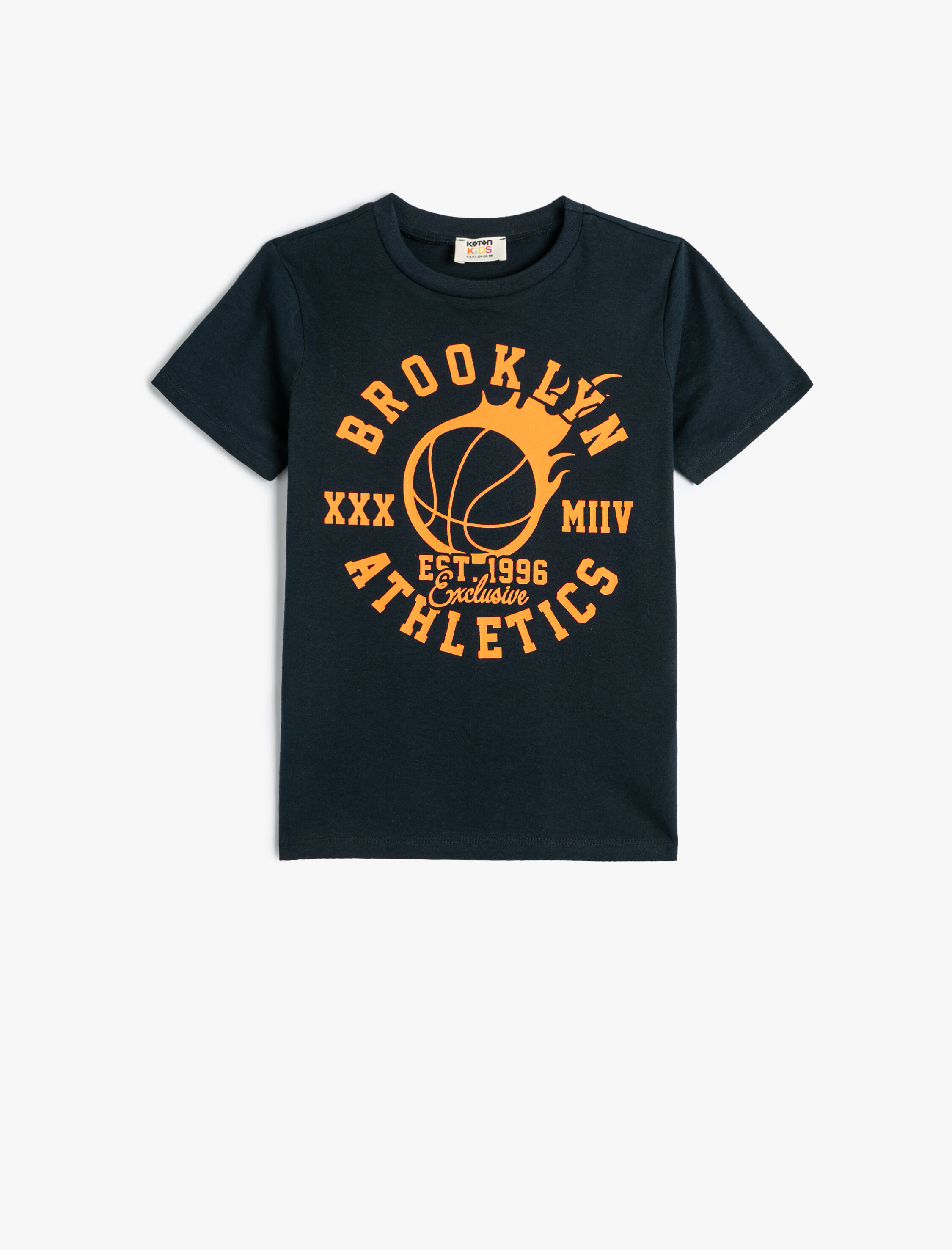  Erkek Çocuk Tişört Kısa Kollu Bisiklet Yaka Basketbol Baskı Detaylı Pamuklu