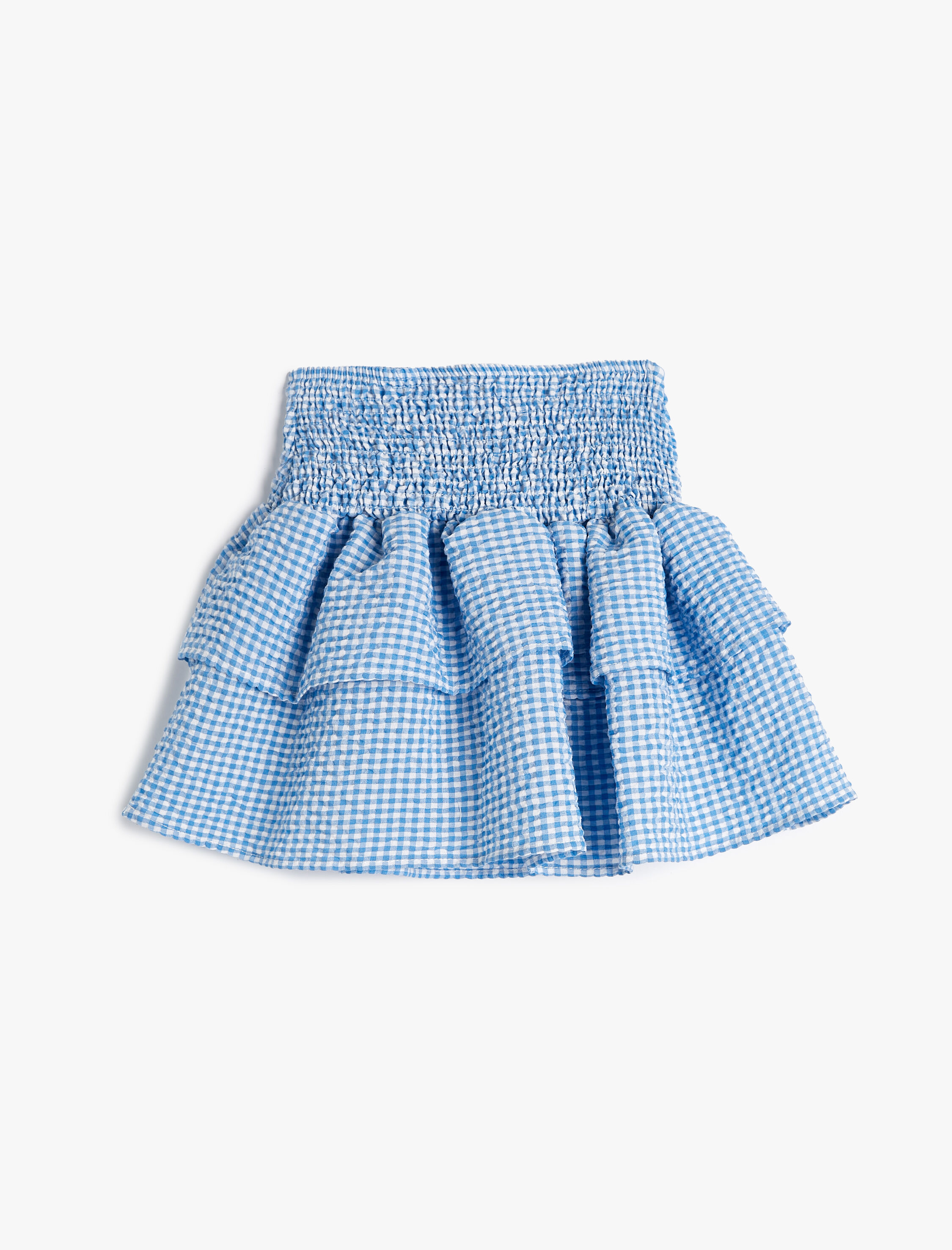  Kız Çocuk Mini Etek Katlı Gipe Detaylı Kareli