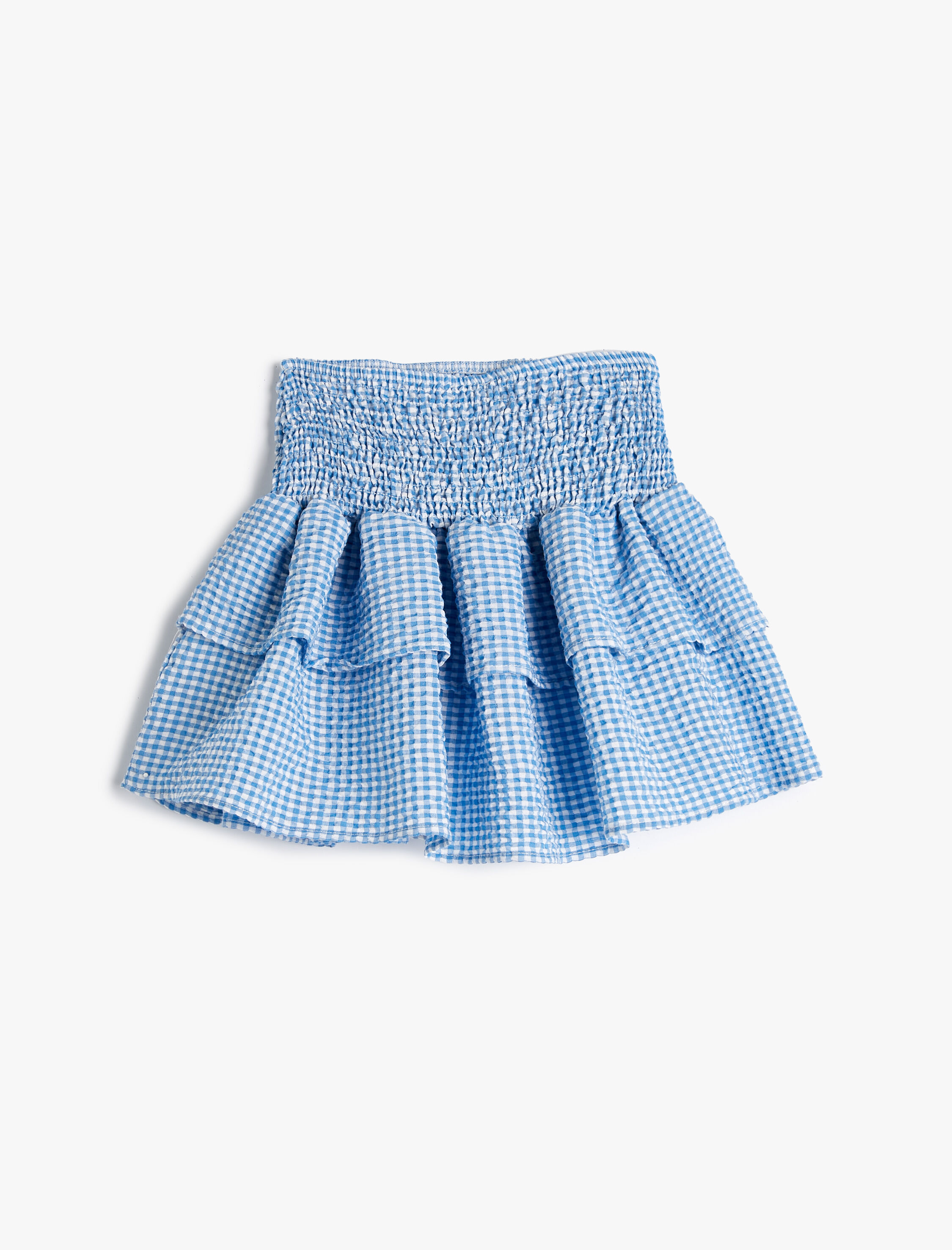  Kız Çocuk Mini Etek Katlı Gipe Detaylı Kareli