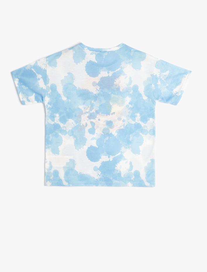 Erkek Çocuk Tişört Batik Desenli Baskılı Kısa Kollu Bisiklet Yaka