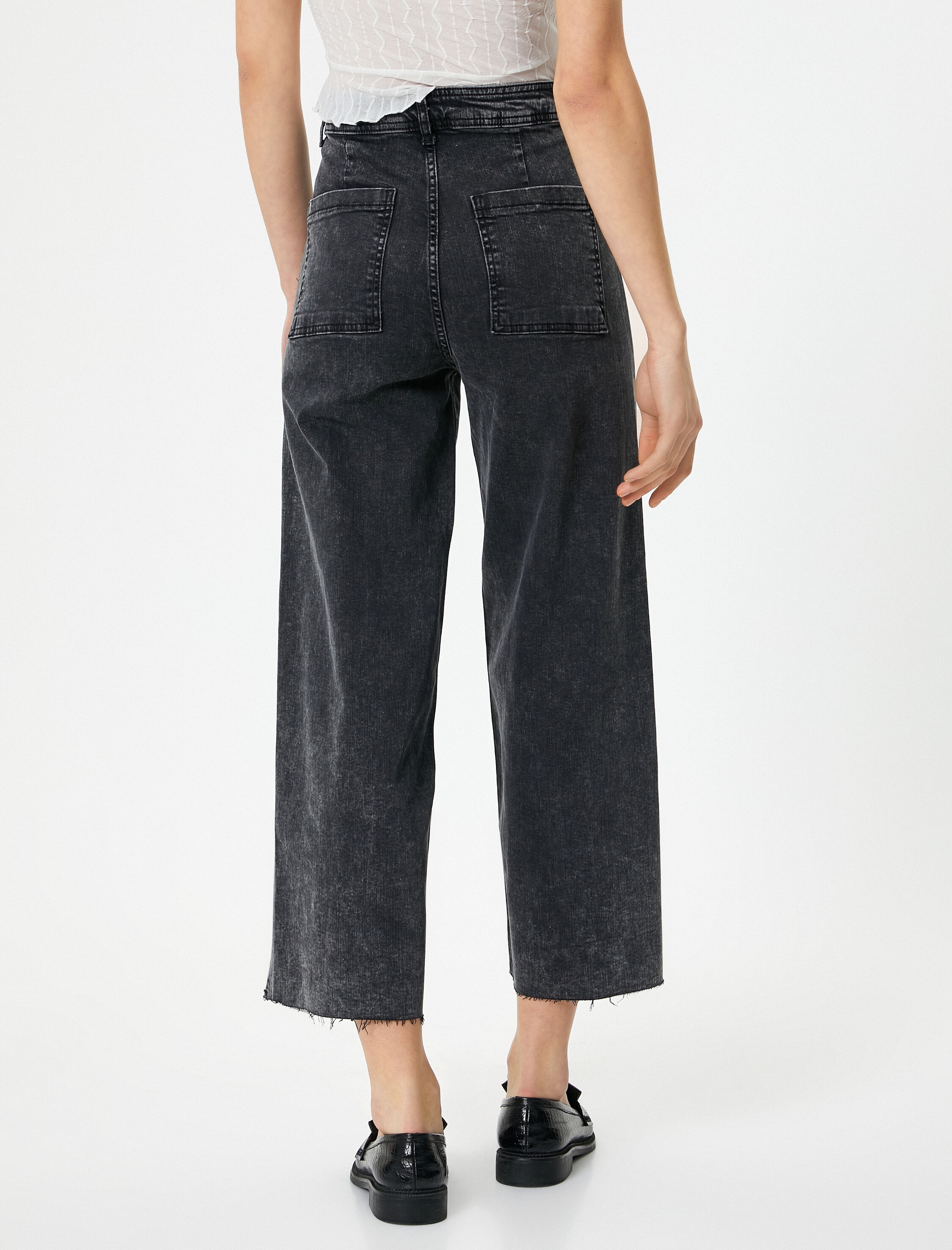   Geniş Kısa Paça Kot Pantolon Yüksek Bel - Sandra Jeans