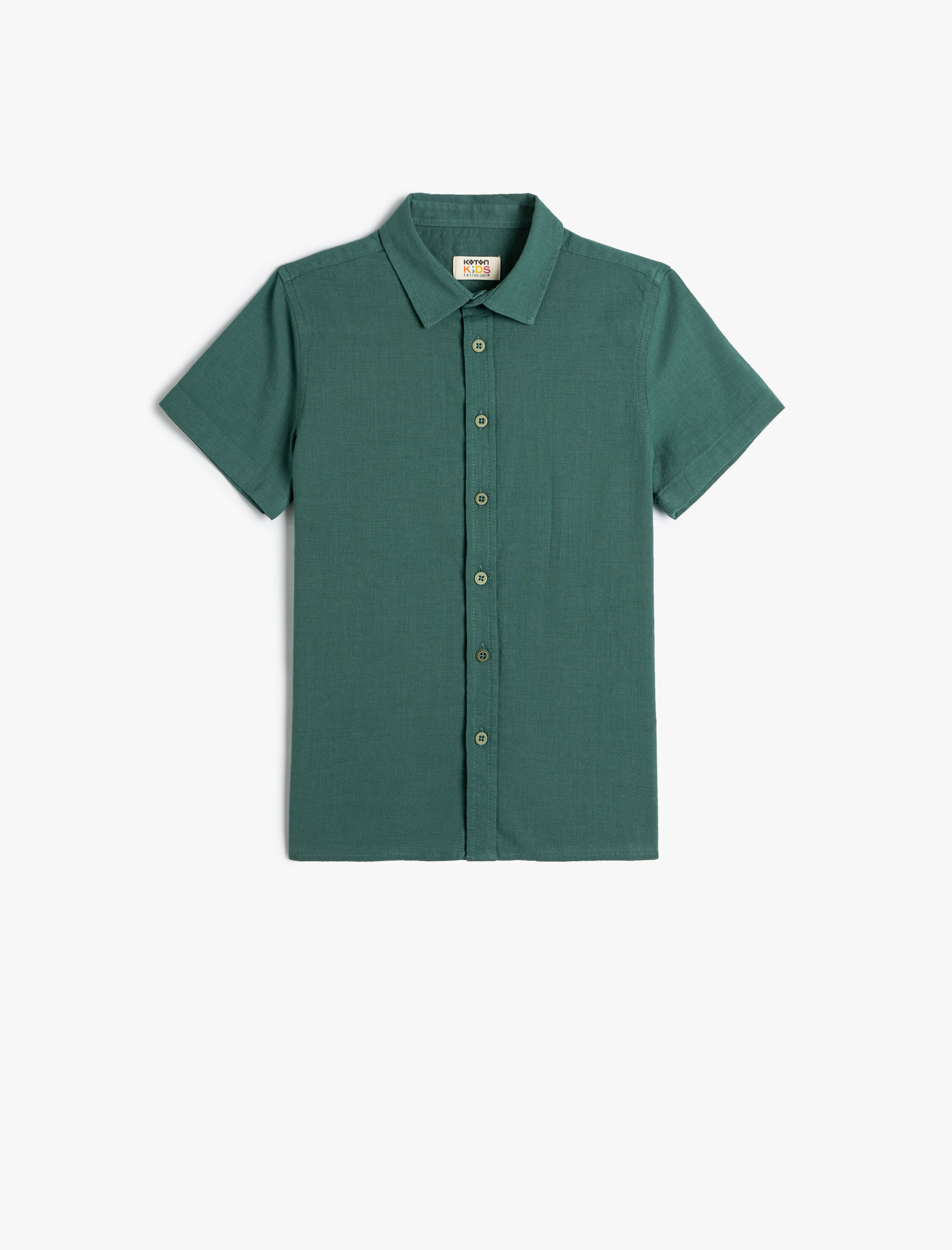  Erkek Çocuk Basic Gömlek Kısa Kollu Klasik Yaka Pamuklu