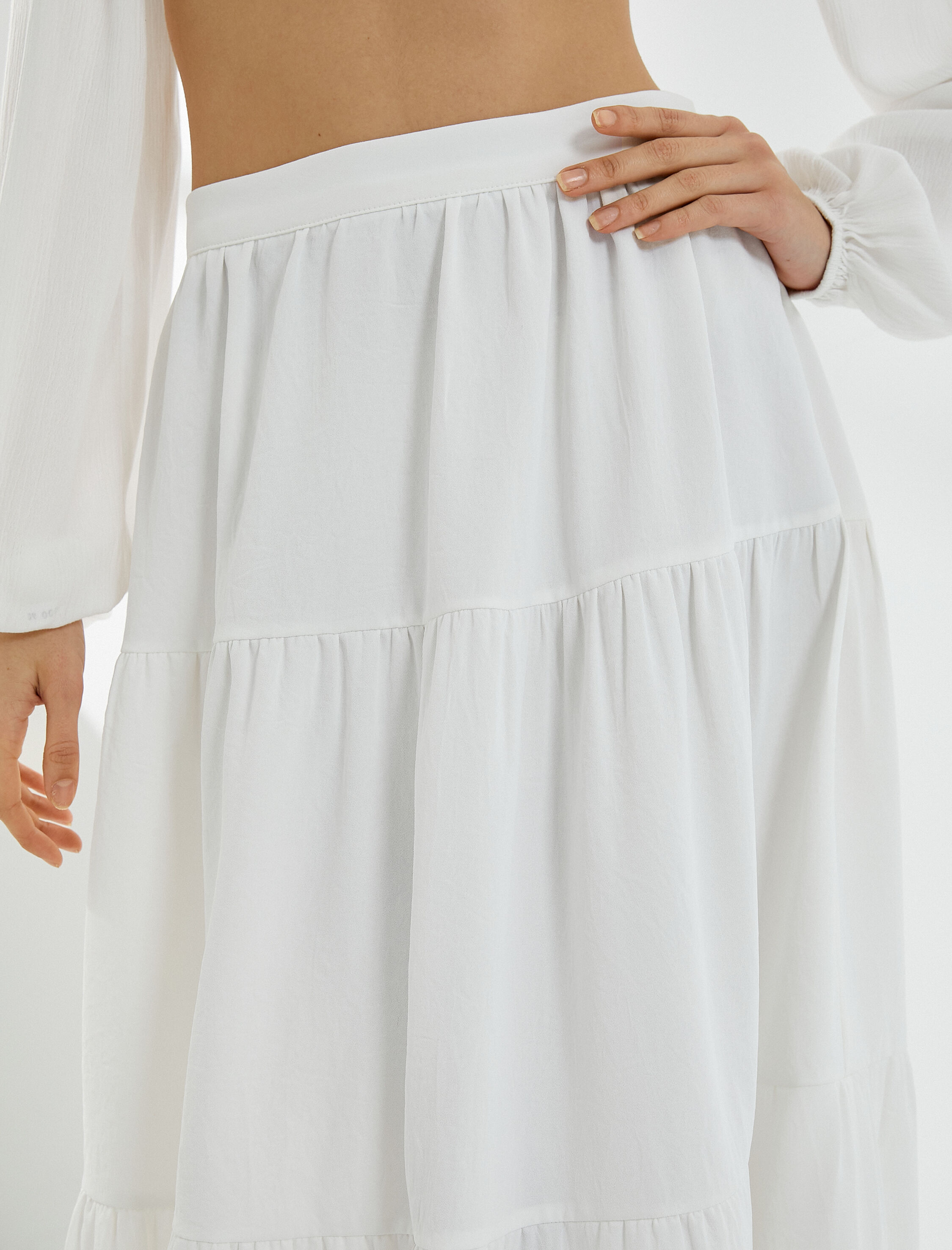   Midi Etek Yüksek Bel Volanlı