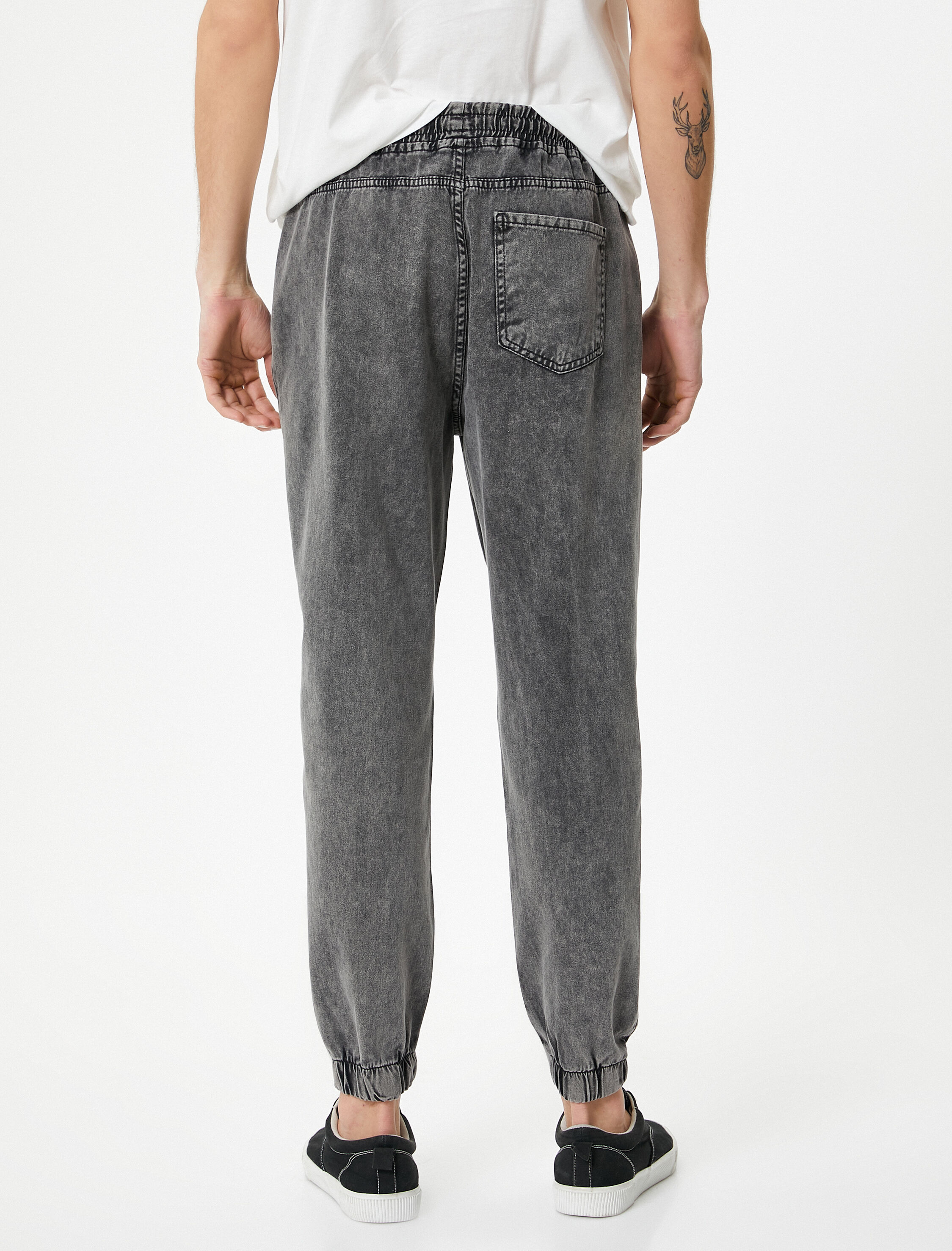 Bol Kot Pantolon Jogger Yıkamalı Beli Bağcıklı Cepli