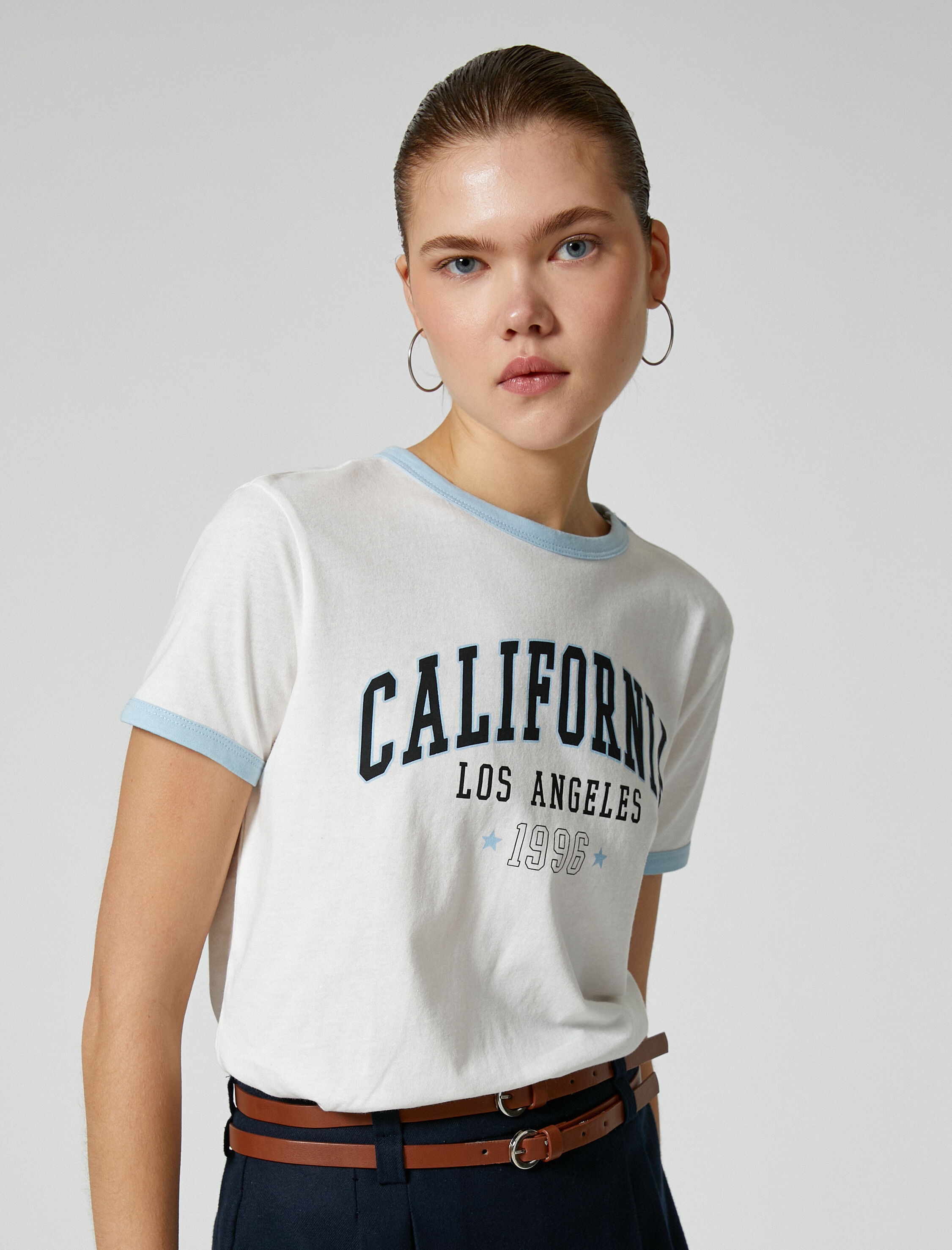   Kolej Tişört Kısa Kollu Bisiklet Yaka Pamuklu