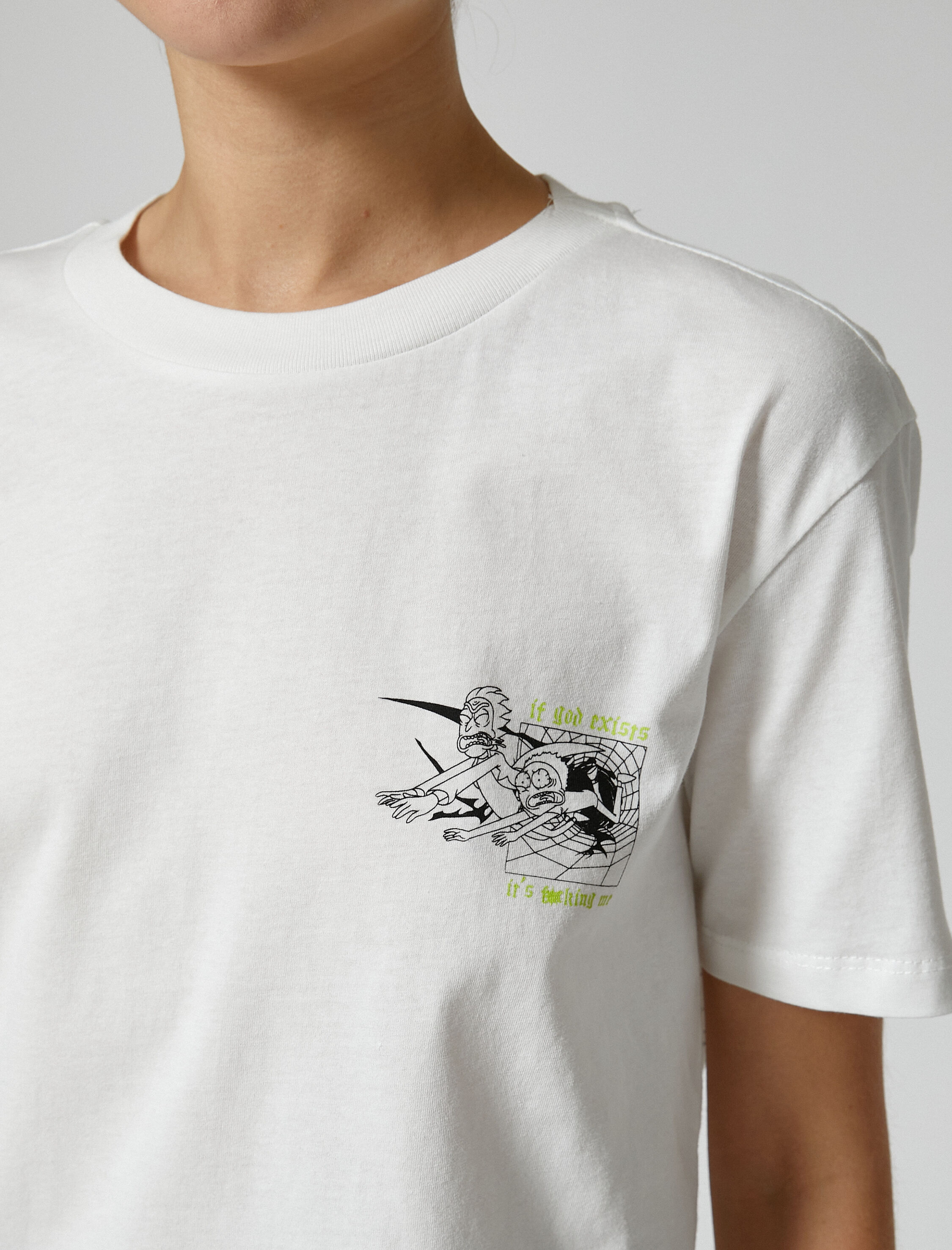   Rick and Morty Tişört Arkası Baskılı Lisanslı Bisiklet Yaka Kısa Kollu Pamuklu