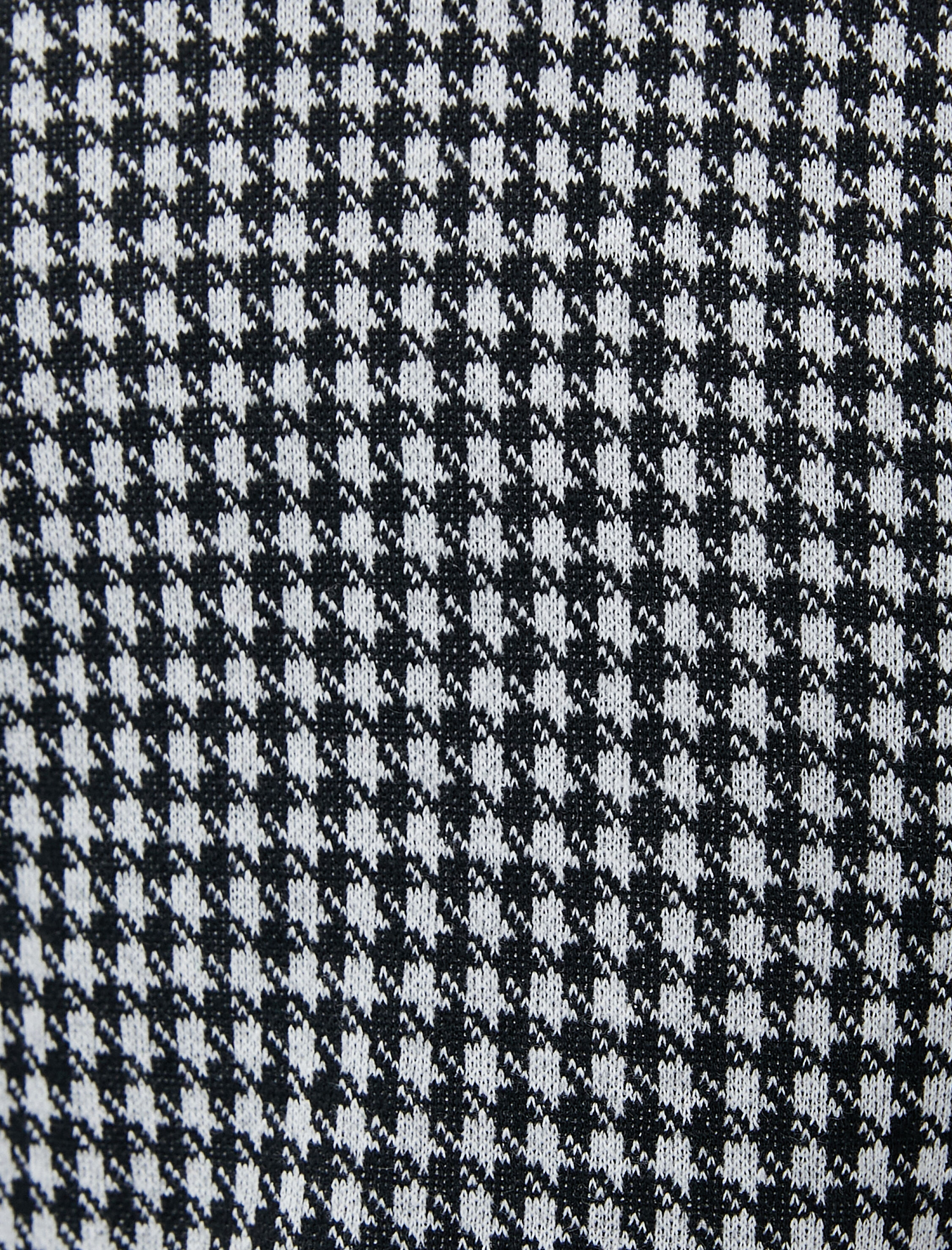   Bisiklet Yaka Kazak Kazayağı Desenli Uzun Kollu