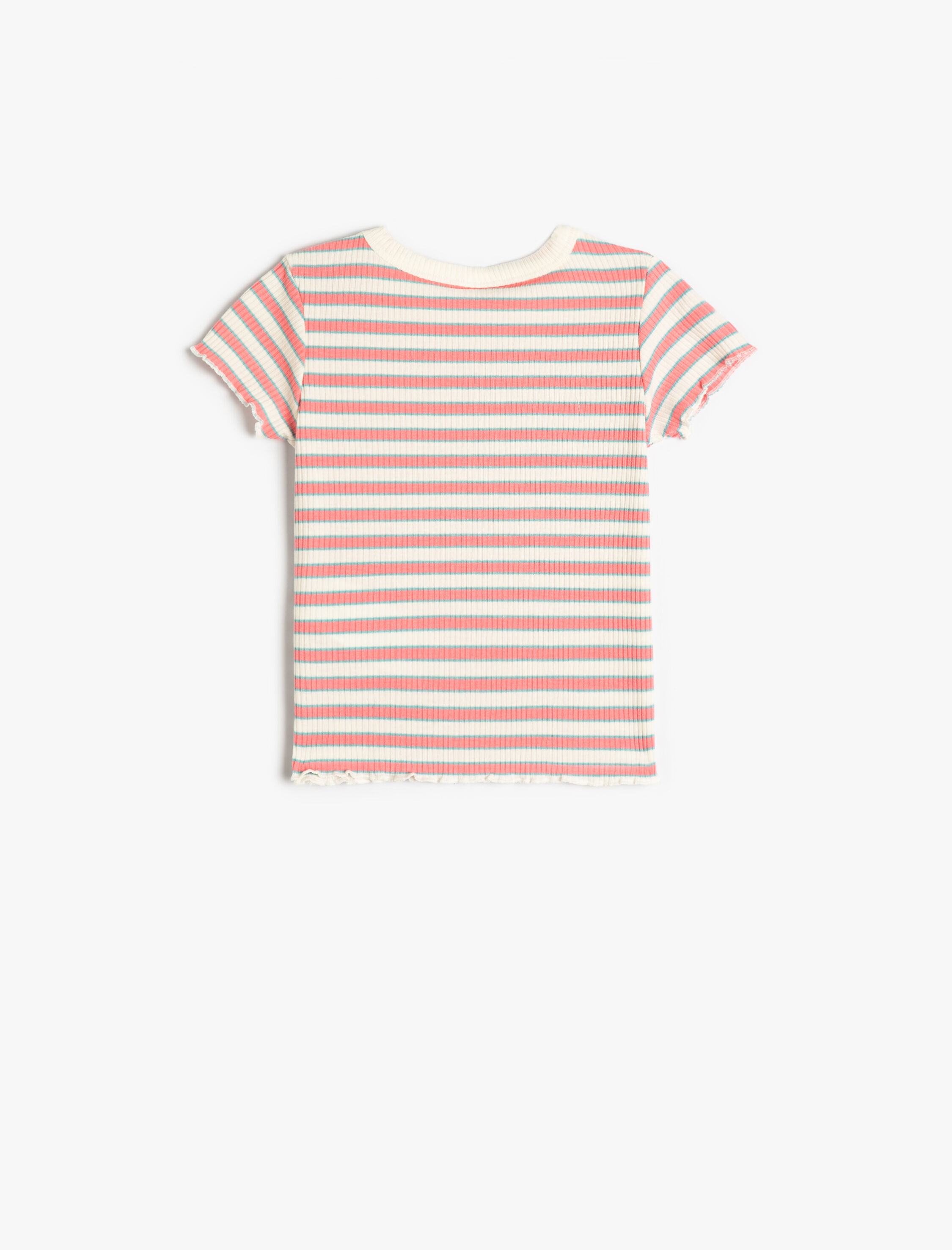  Kız Bebek Tişört Kısa Kollu Yuvarlak Yaka Ribanalı Pamuklu