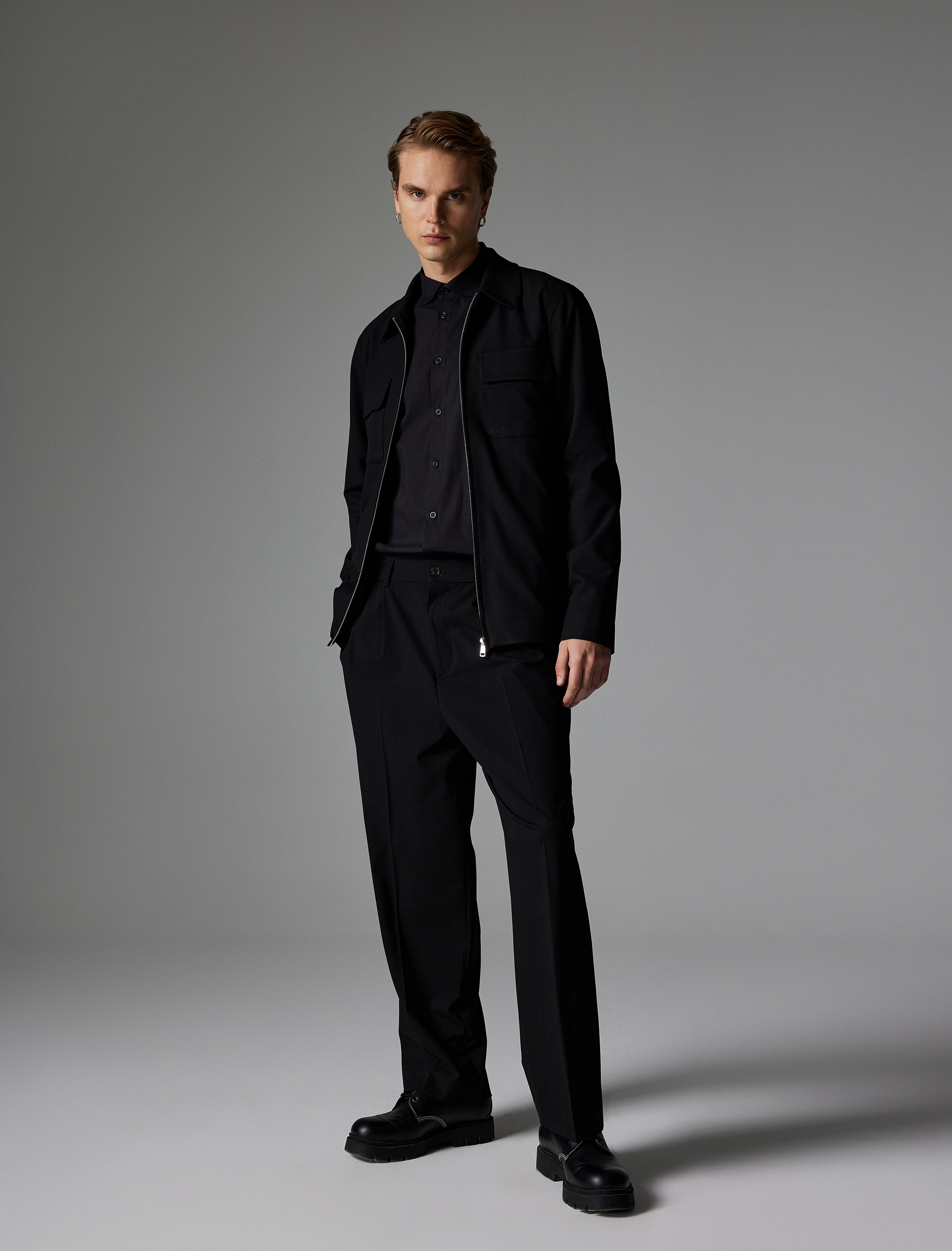   Bol Pantolon Pileli Düğmeli Cep Detaylı