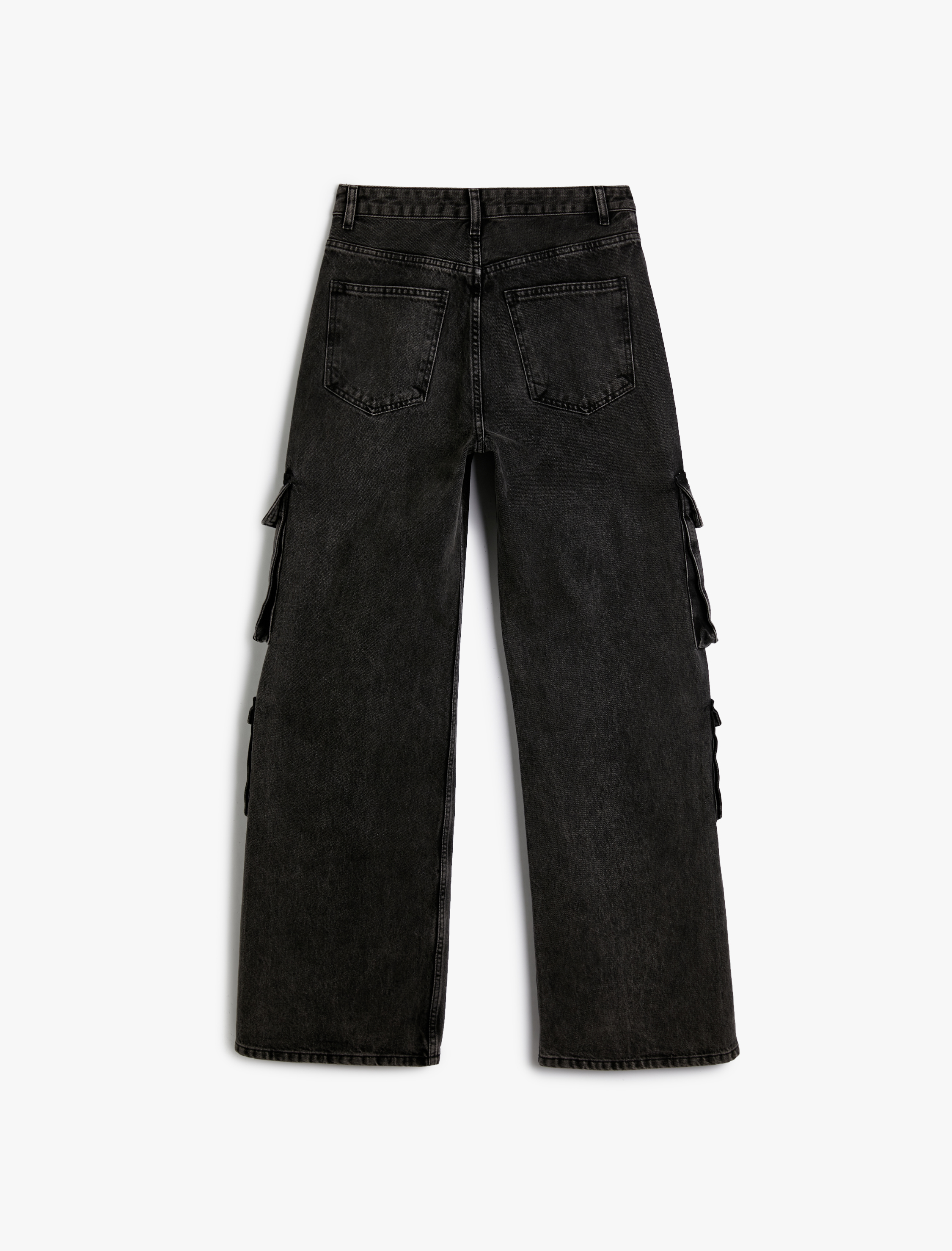 Kargo Straight Jean Kot Pantolon Çok Cepli Soluk Efektli Düz Paça - Eve Jean