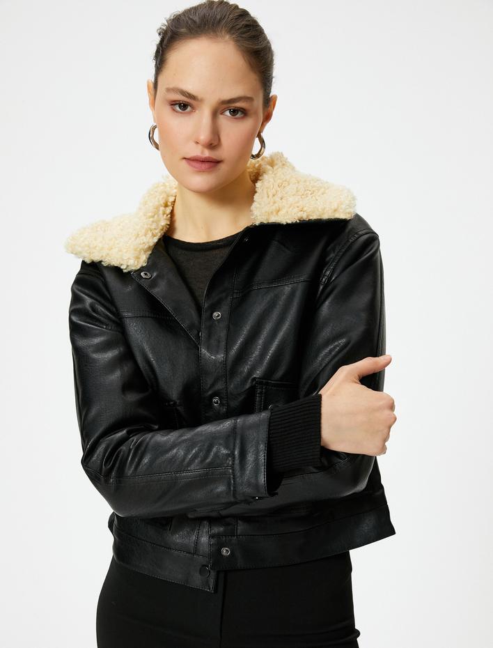  Suni Deri Ceket Suni Kürklü Fermuarlı