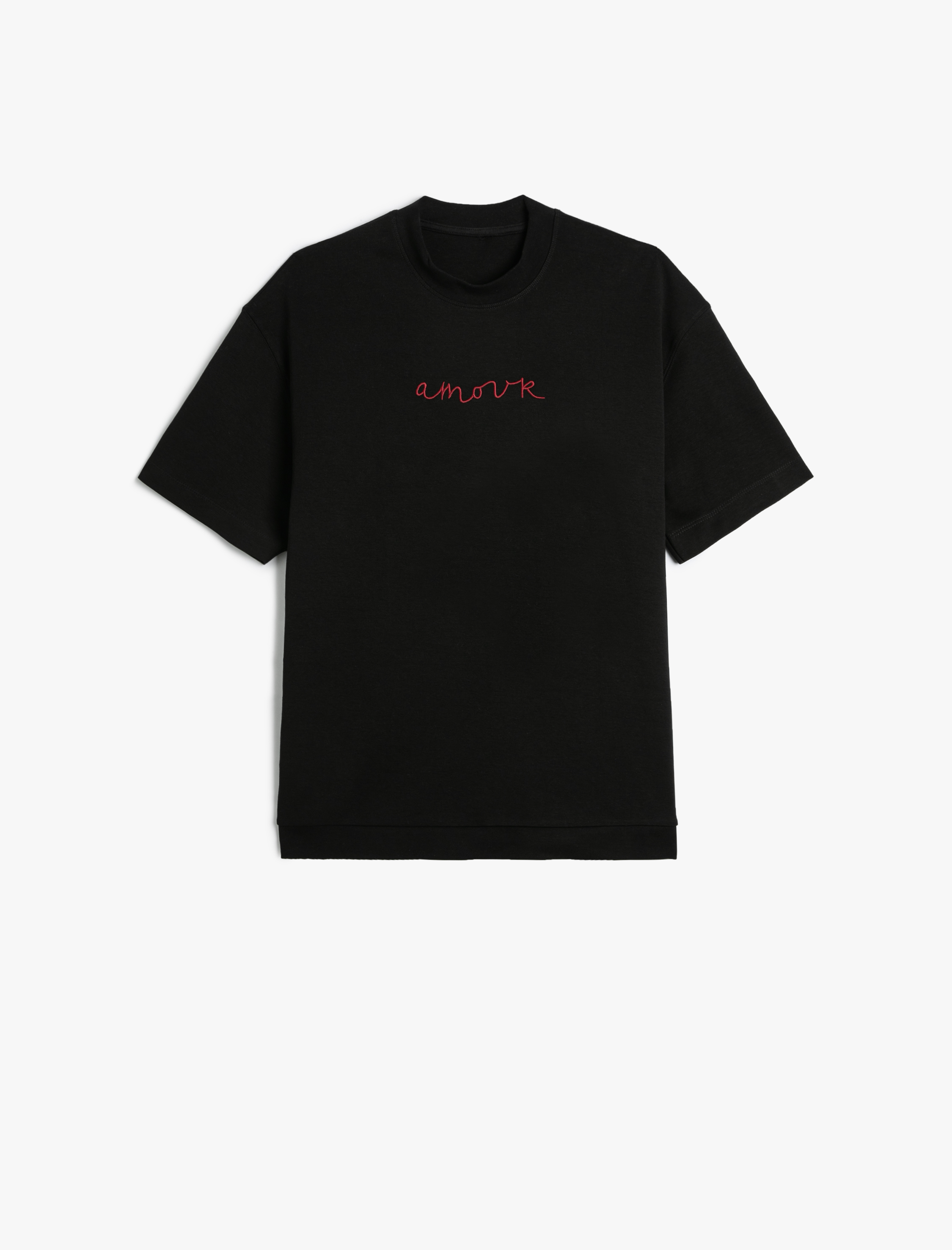   Oversize Tişört Slogan Baskılı Bisiklet Yaka Kısa Kollu