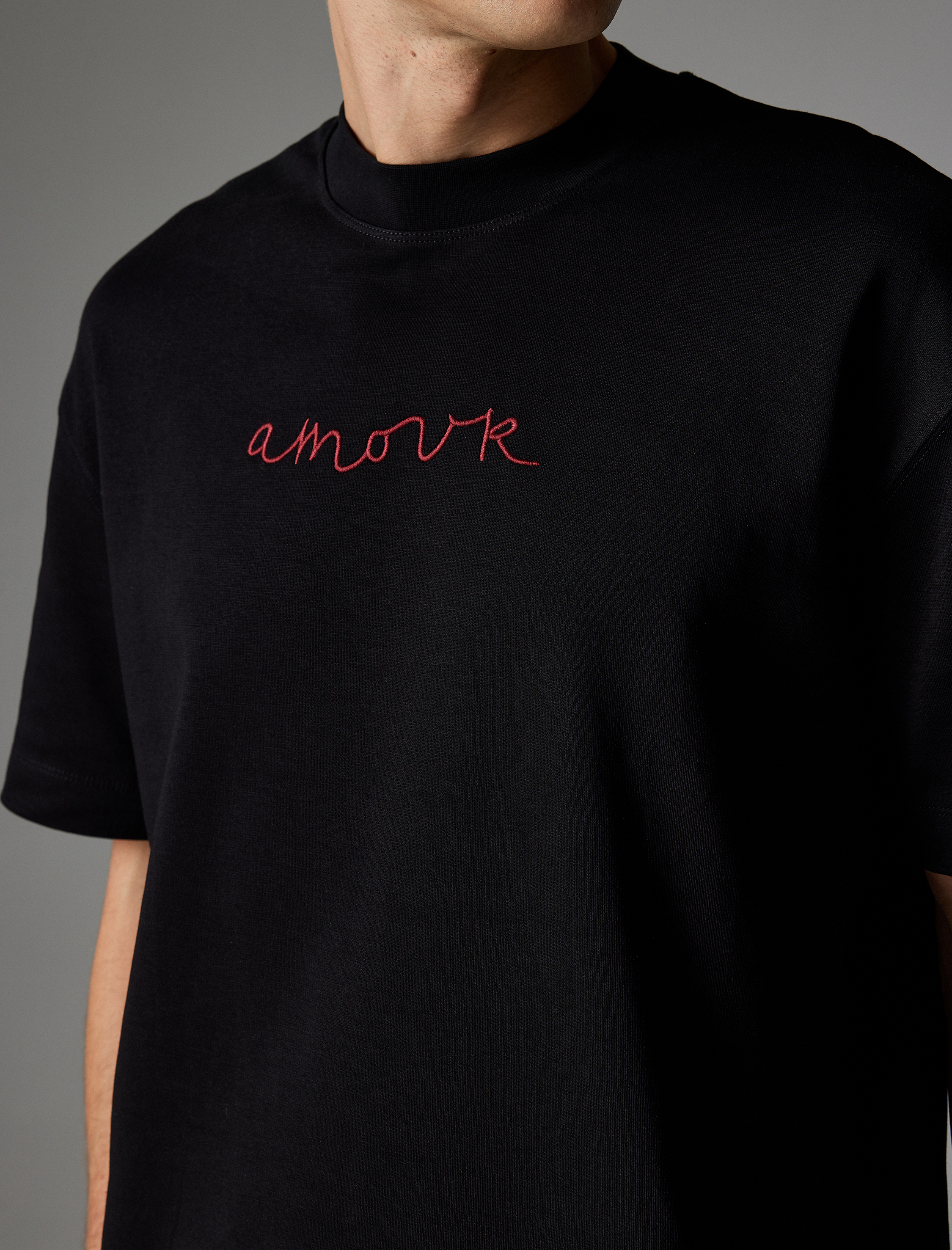   Oversize Tişört Slogan Baskılı Bisiklet Yaka Kısa Kollu