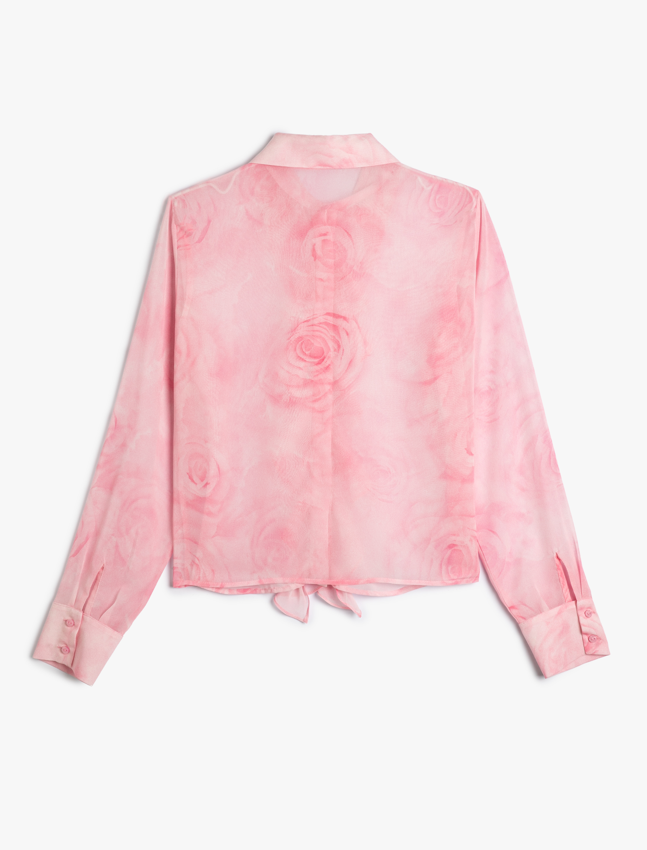   Çiçekli Gömlek Fırfırlı Uzun Kollu