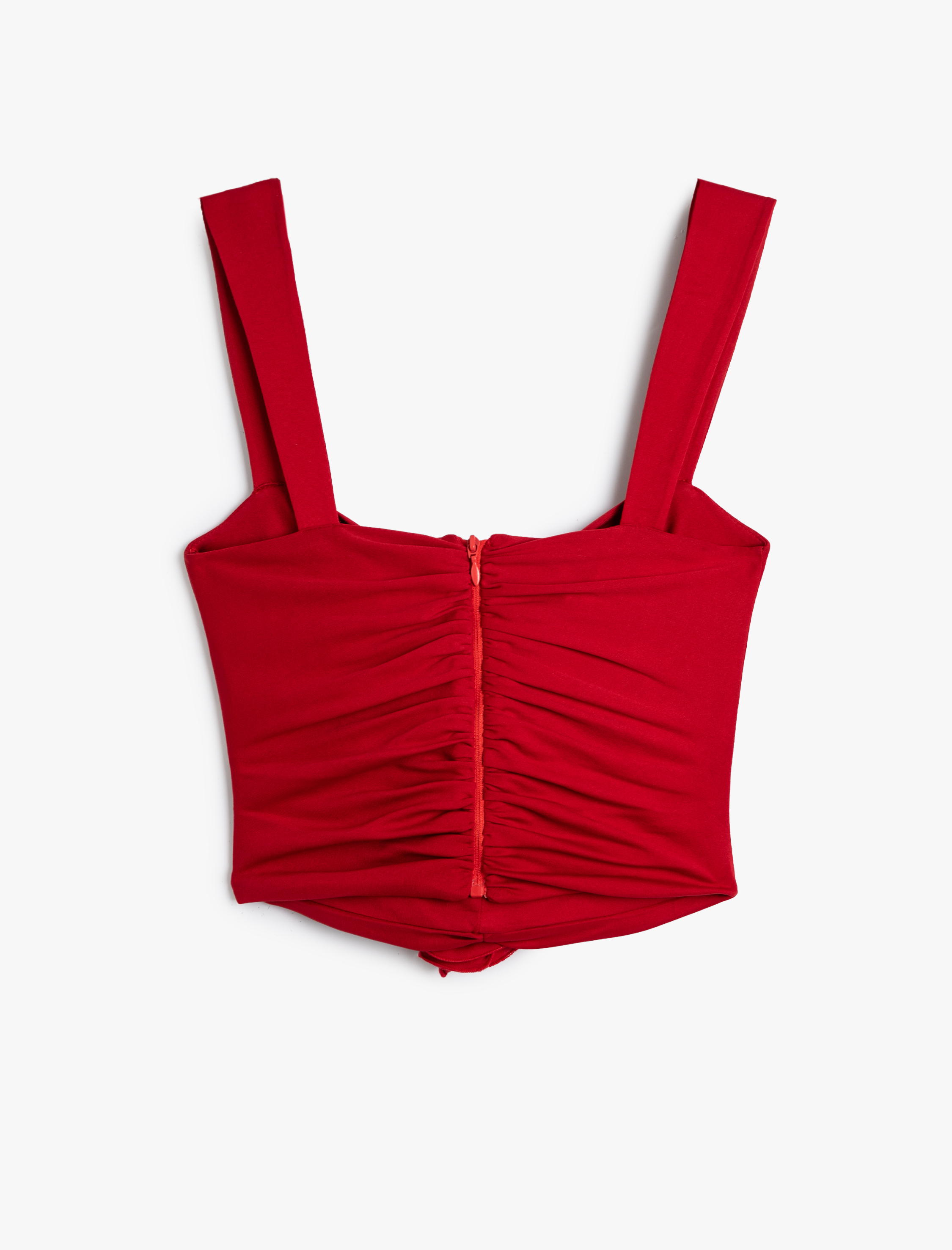   Gül Aplikeli Crop Üst Drapeli Kalın Askılı