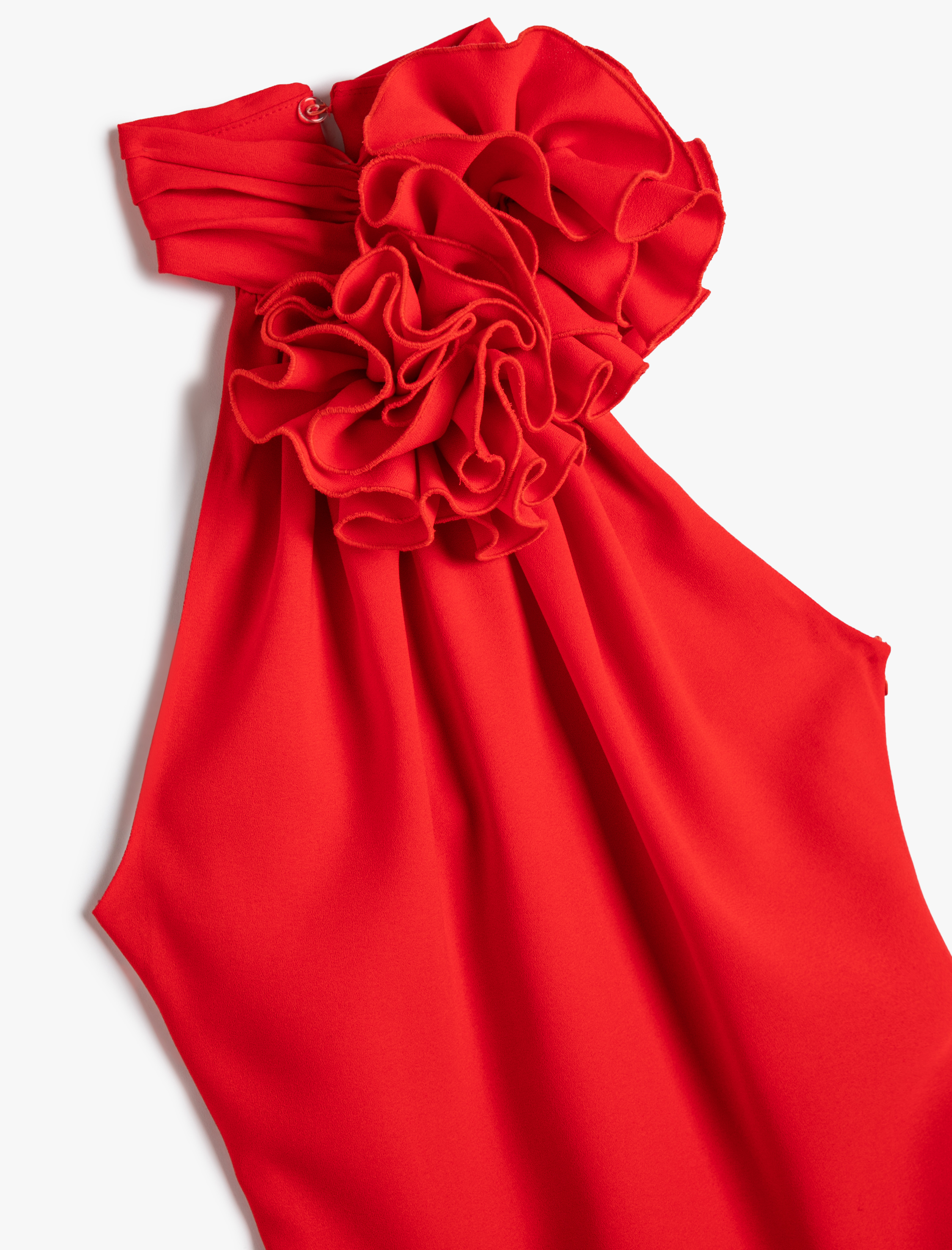   Mini Abiye Elbise Halter Yaka Aplike Detaylı Astarlı