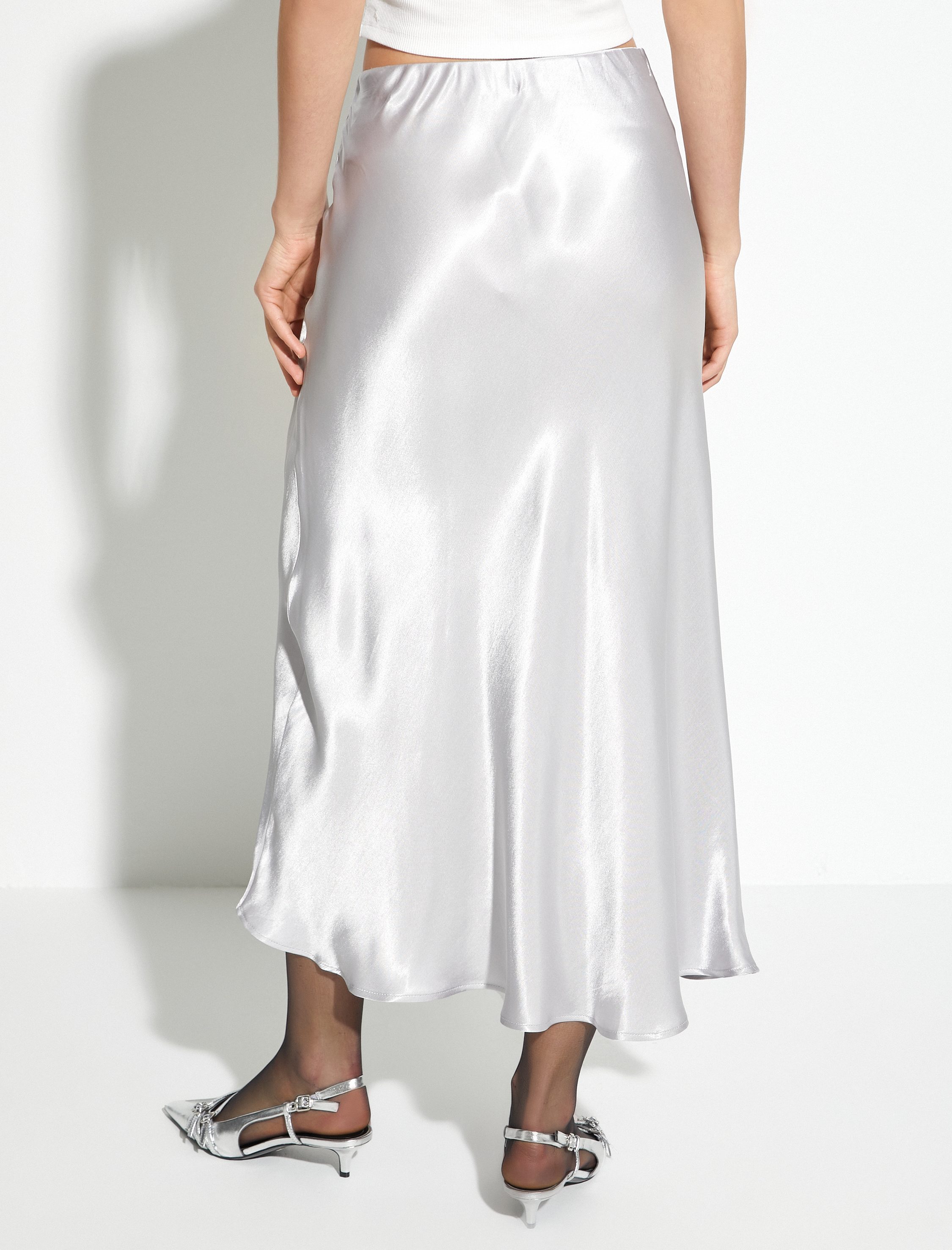 Midi Saten Etek Viskon