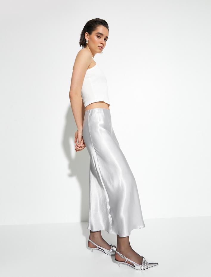  Midi Saten Etek Viskon