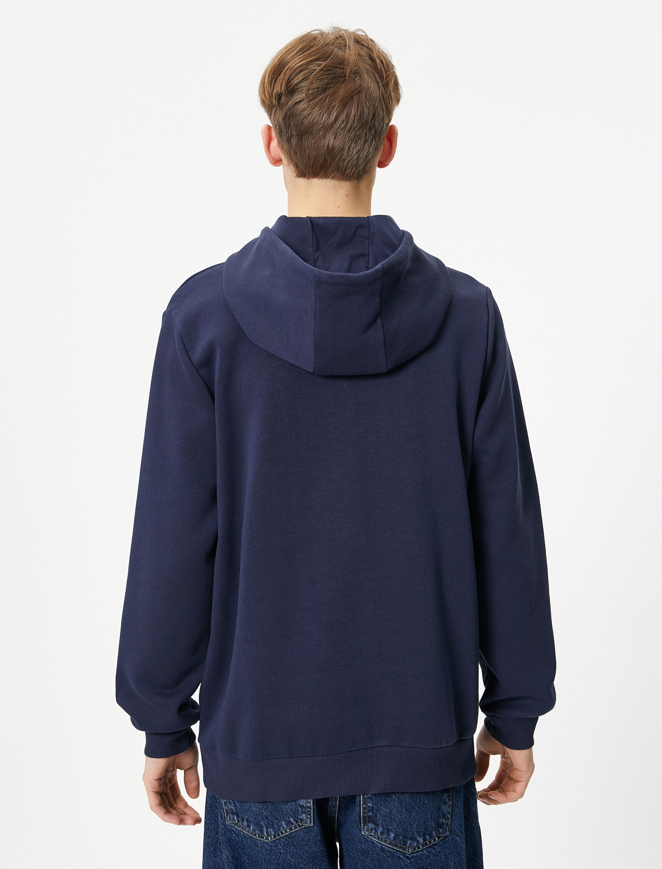   Kolej Baskılı Hoodie Kapşonlu Kanguru Cep Detaylı  Şardonlu