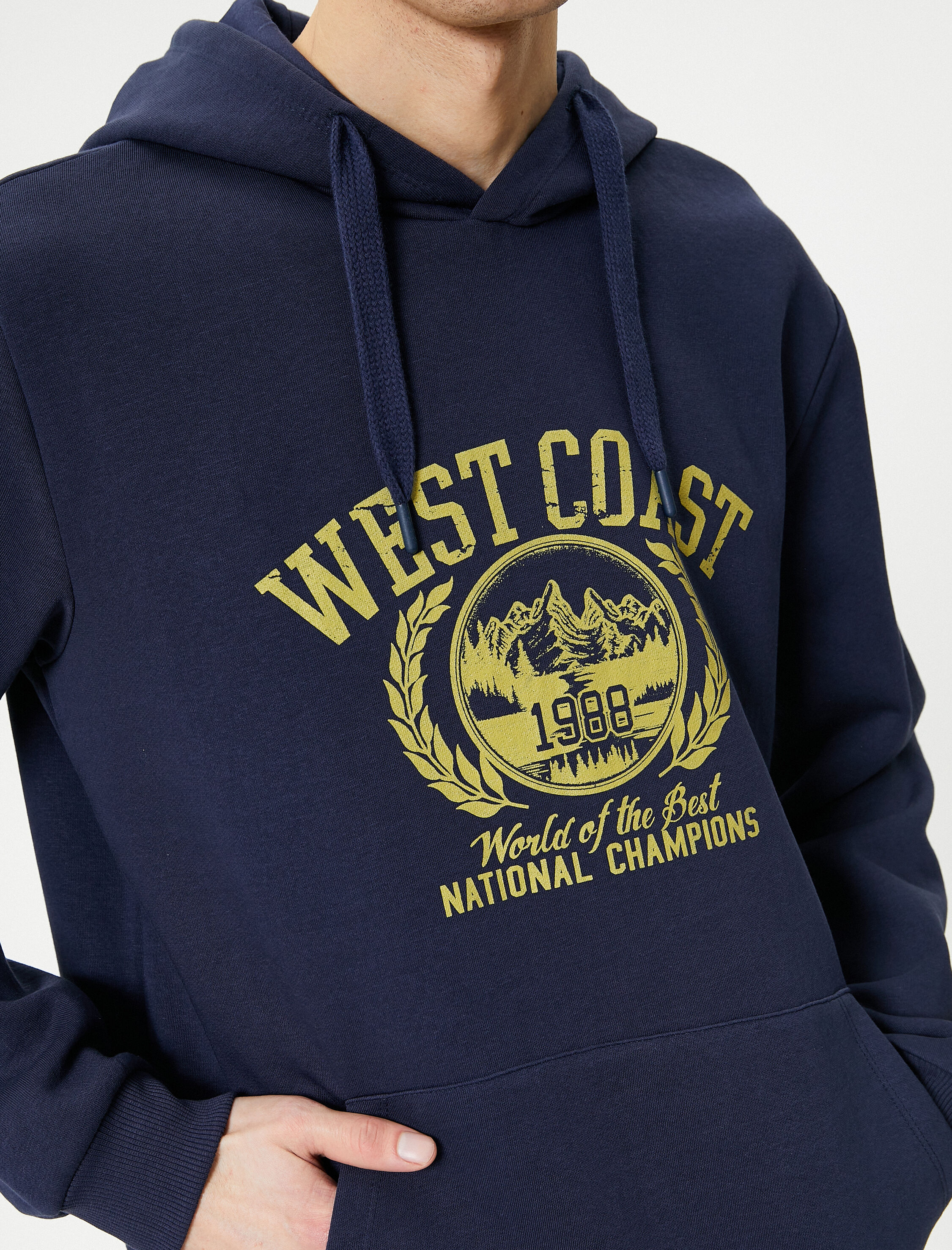   Kolej Baskılı Hoodie Kapşonlu Kanguru Cep Detaylı  Şardonlu