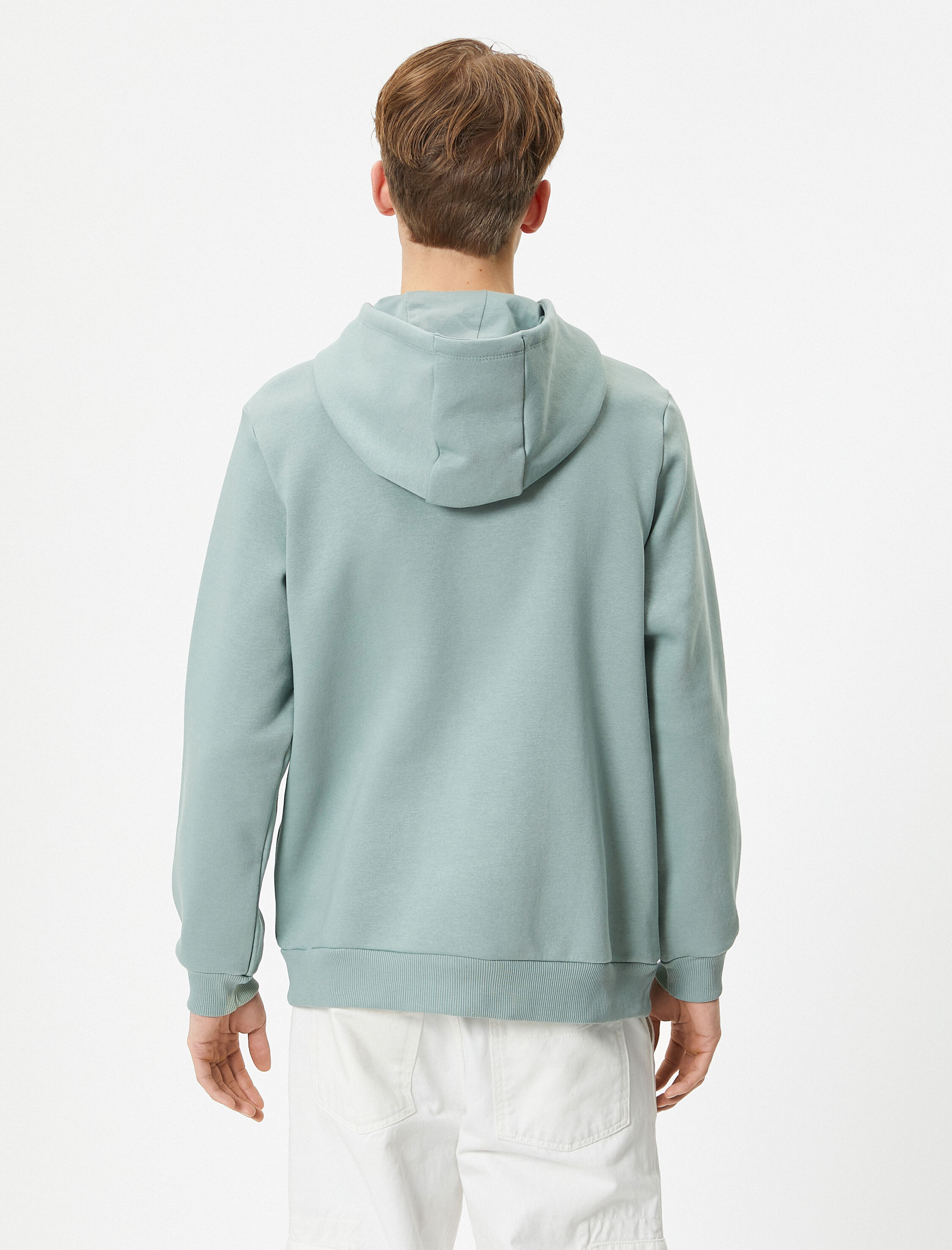   Slogan Baskılı Hoodie Kapşonlu Kanguru Cep Detaylı Şardonlu