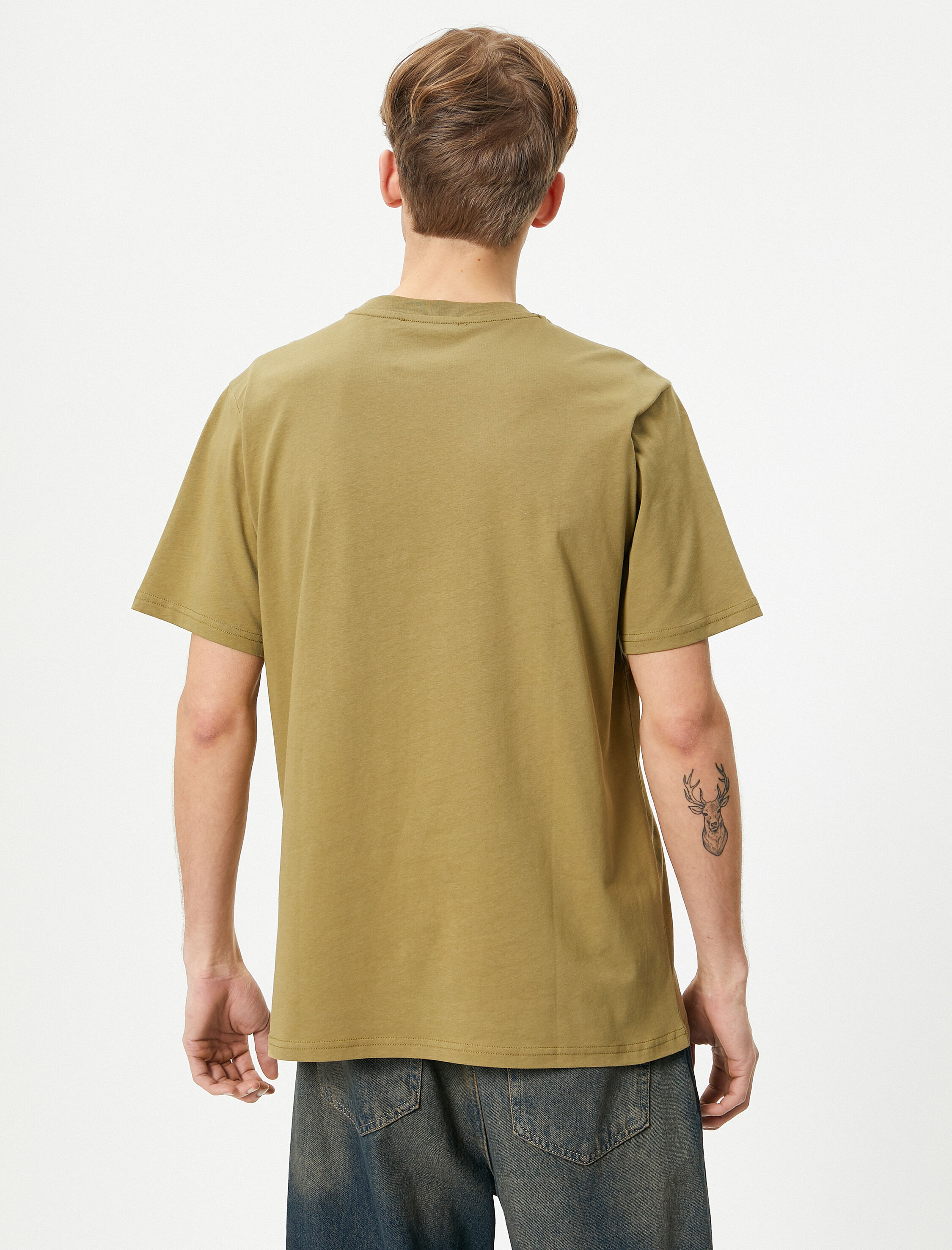   Baskılı Tişört Sloganlı Bisiklet Yaka Kısa Kollu