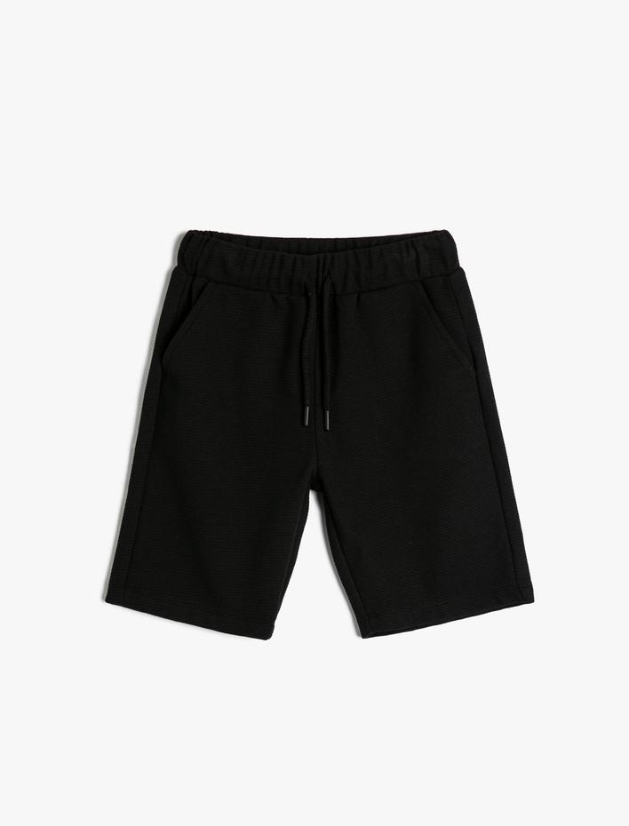 Erkek Çocuk Basic Şort Dokulu Beli Bağlamalı