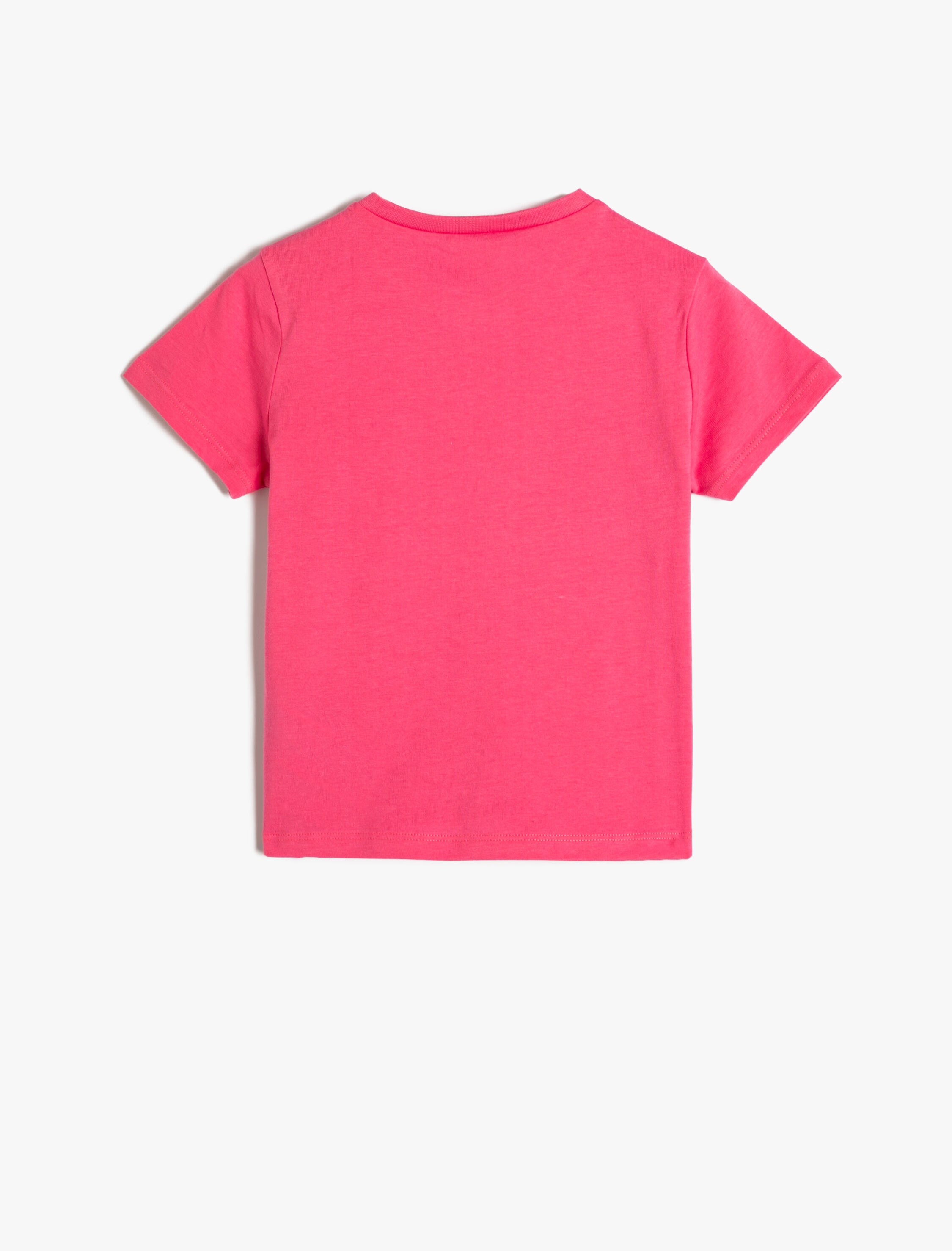  Kız Çocuk Flamingo Baskılı Kısa Kollu Bisiklet Yaka Pamuklu