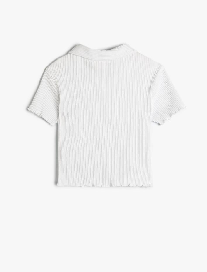 Kız Çocuk Polo Yaka Tişört Ribanalı Pamuklu