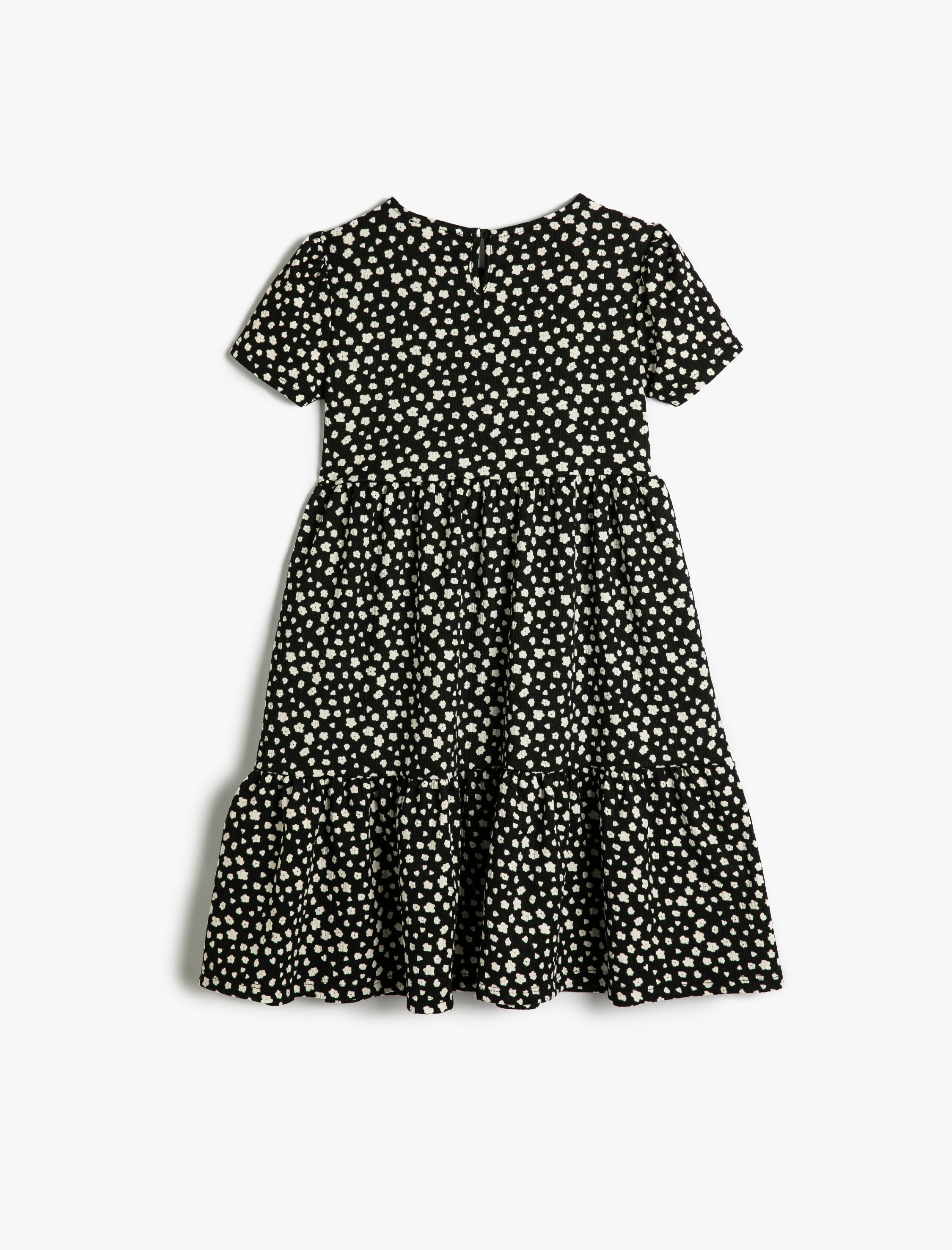  Kız Çocuk Çiçekli Midi Elbise Kısa Kollu