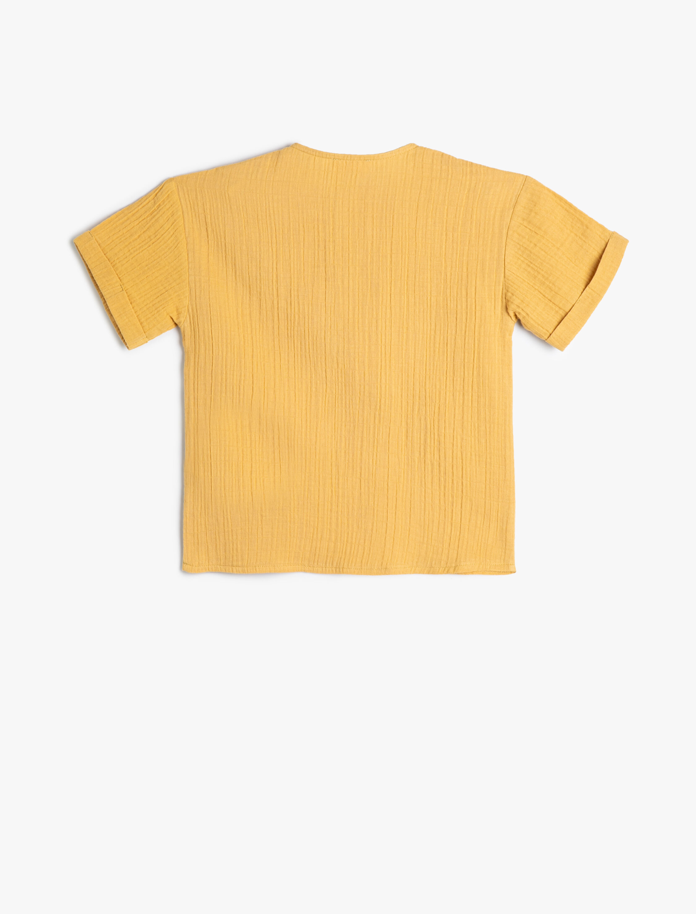  Erkek Çocuk Müslin Gömlek Bisiklet Yaka Düğme Detaylı Dokulu Pamuklu