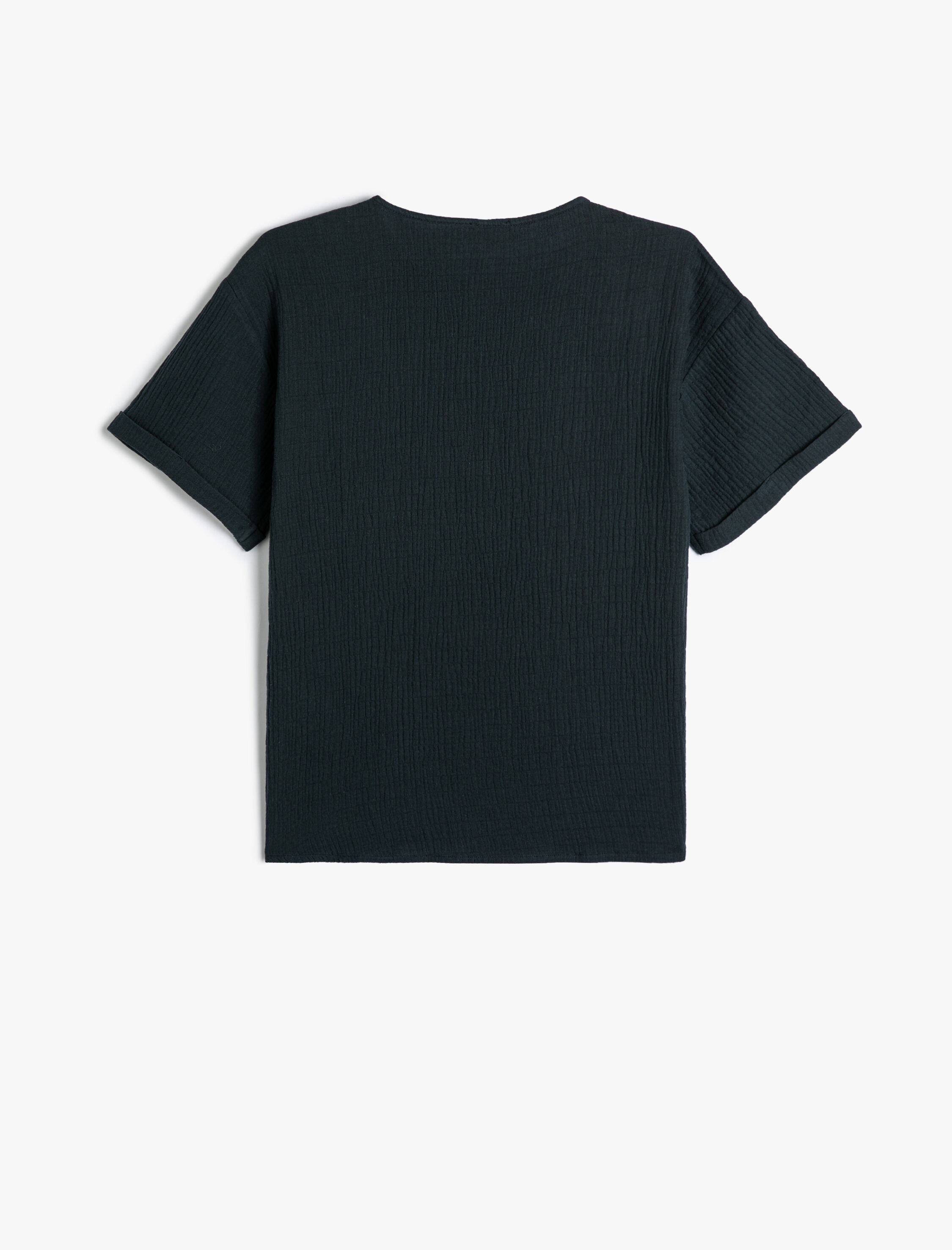  Erkek Çocuk Müslin Gömlek Bisiklet Yaka Düğme Detaylı Dokulu Pamuklu