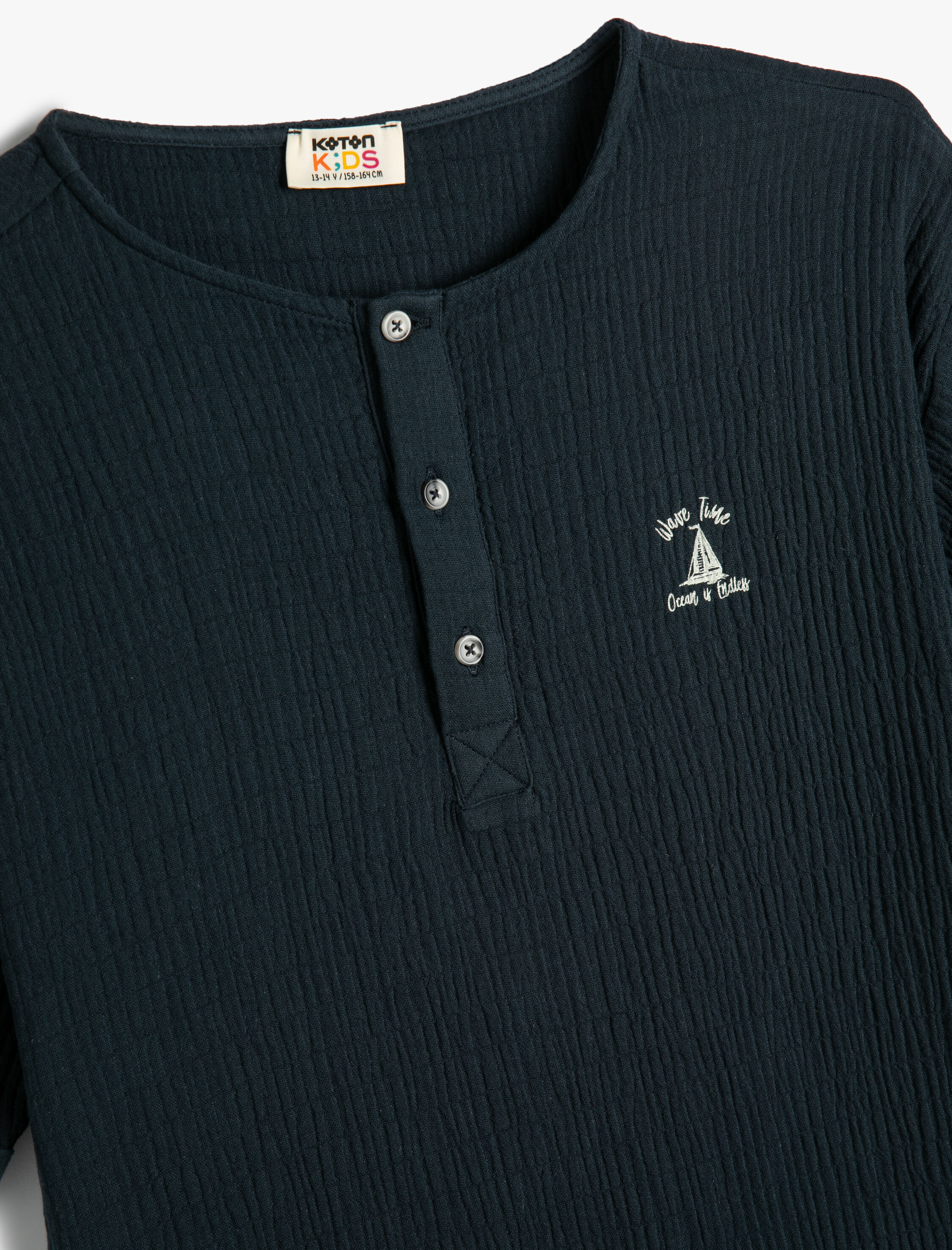  Erkek Çocuk Müslin Gömlek Bisiklet Yaka Düğme Detaylı Dokulu Pamuklu