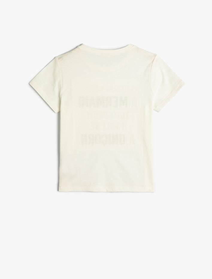 Kız Çocuk Tişört Simli Kabartma Baskılı Slogan Temalı Pamuklu