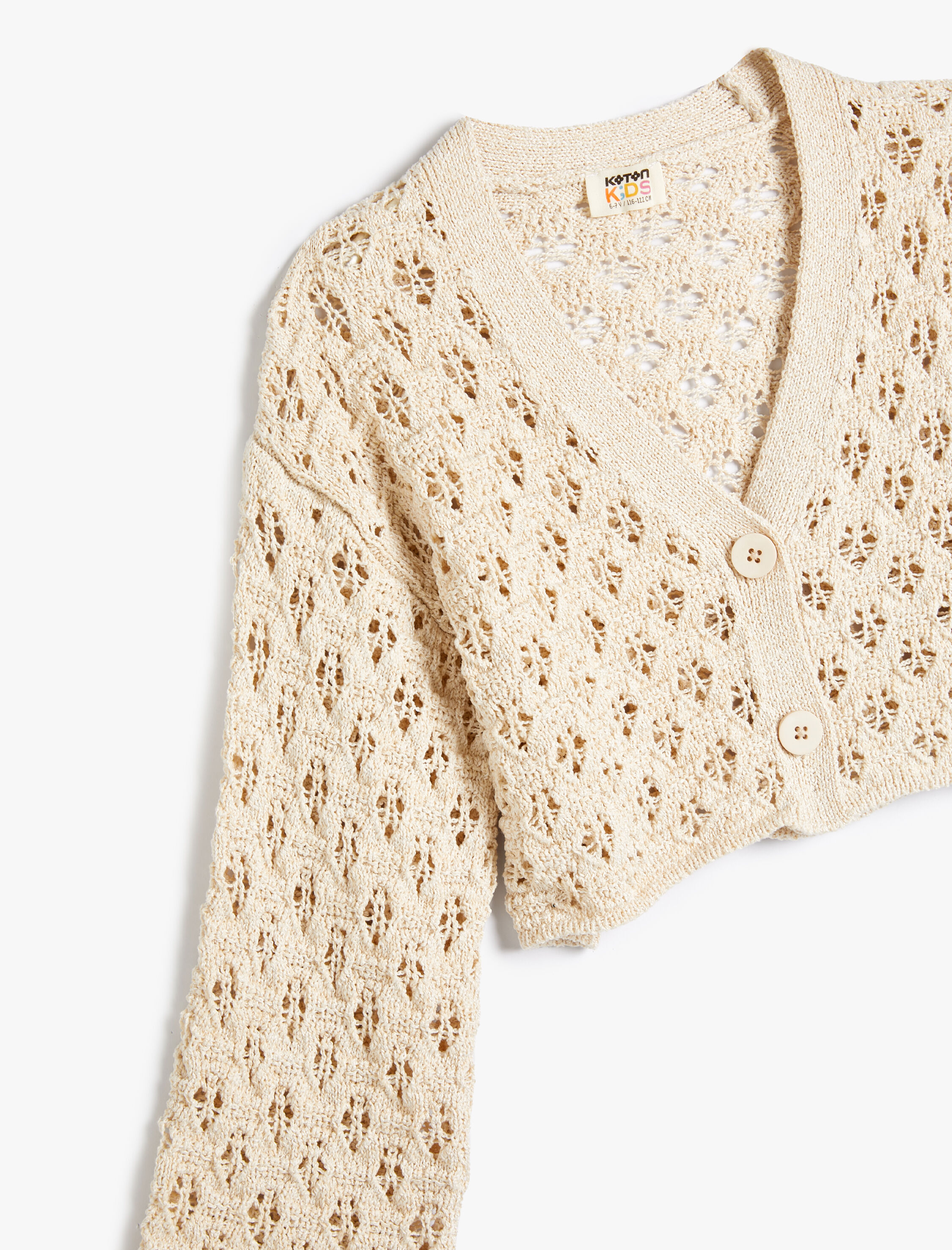  Kız Çocuk Ajurlu Hırka V Yaka